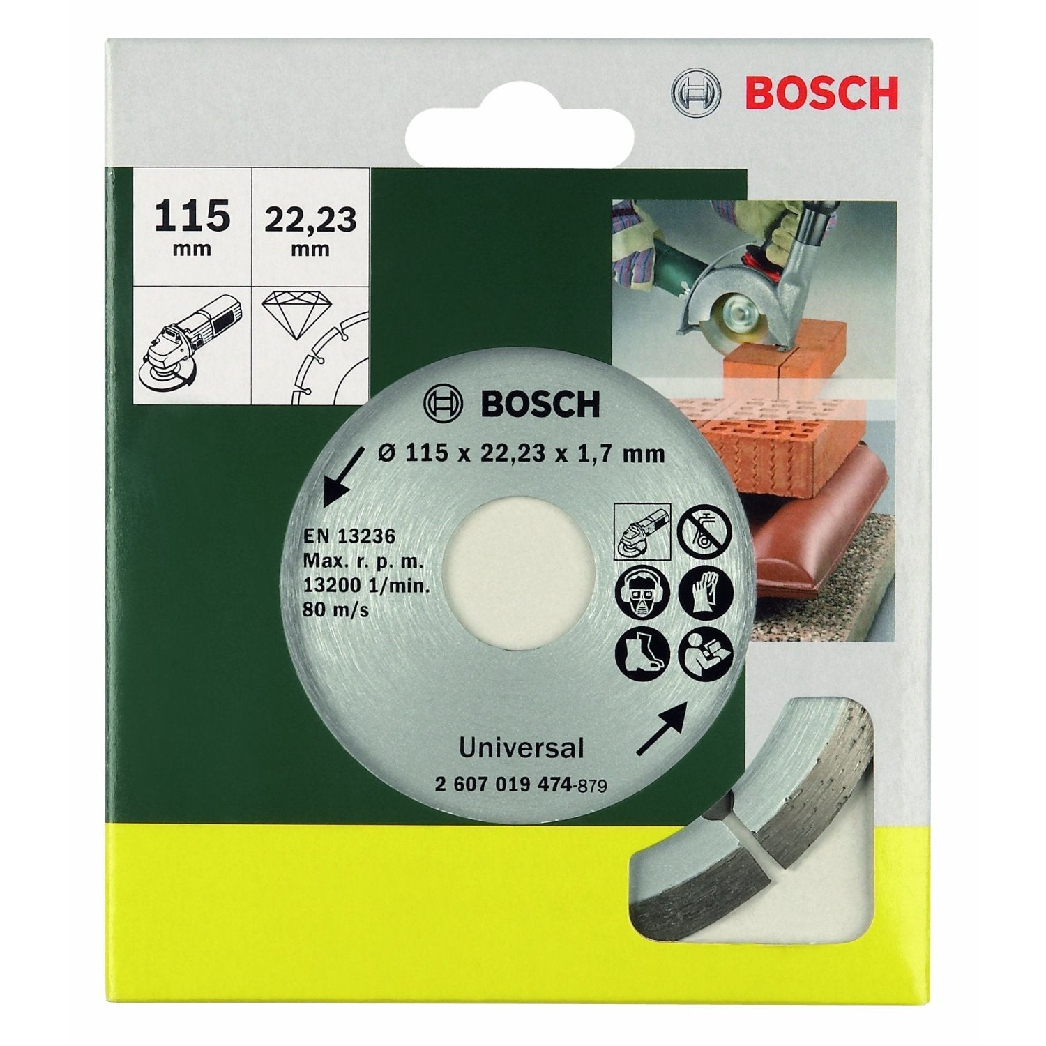 Disco De Corte De Diamante Bosch Diy & Garden Universal, Ø 115 Mm, Diámetro 22,23 Mm 2607019474