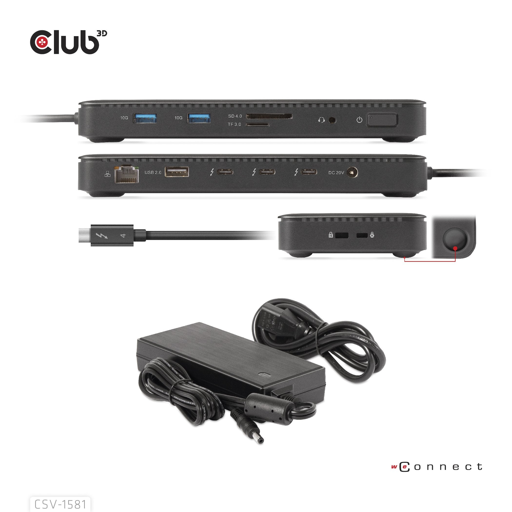EAN 8719214472603 - CLUB3D CSV-1581 base para portátil y replicador de puertos Thunderbolt 4 Negro imagen 5