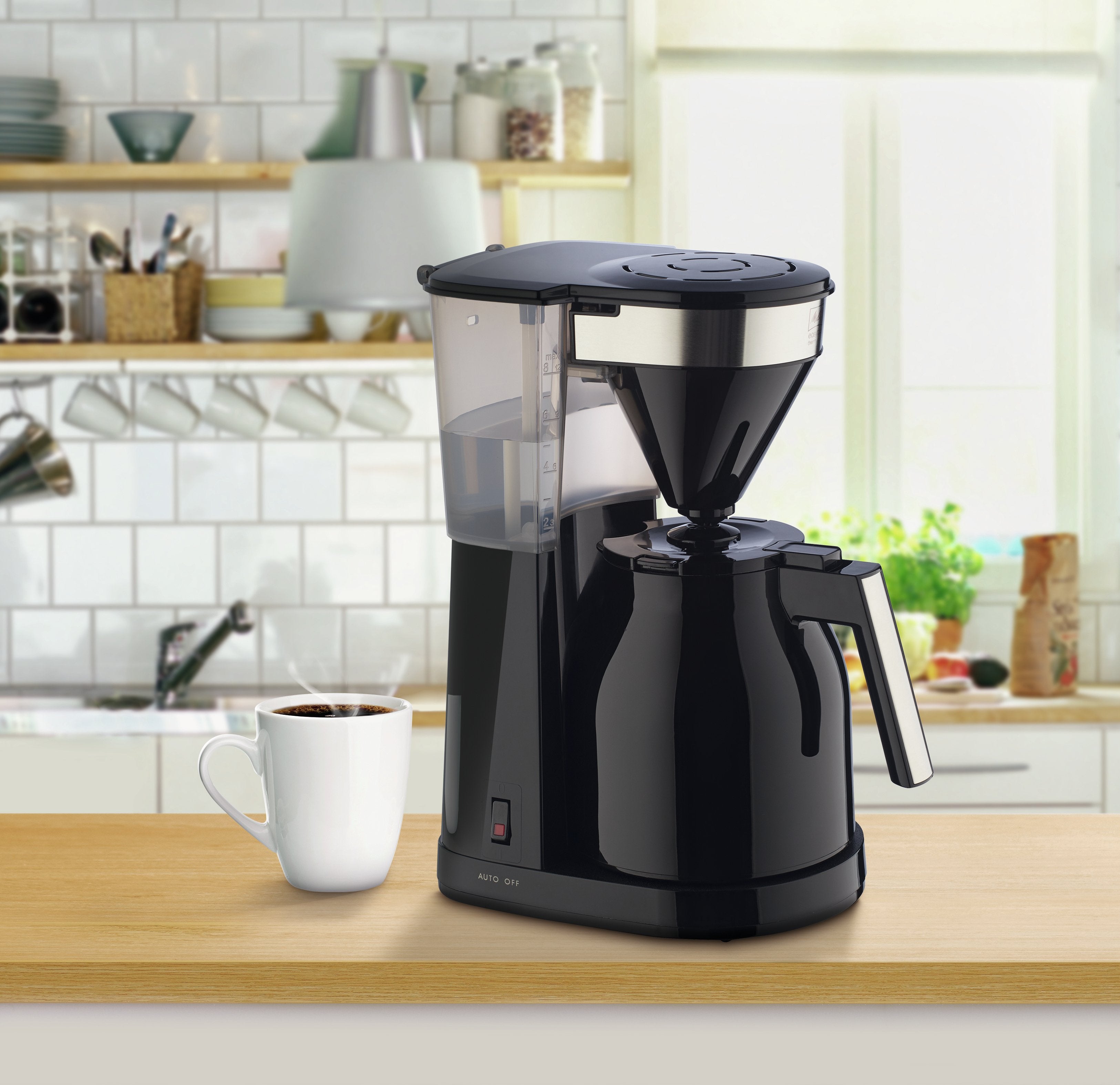 Cafetera Melitta 1023-08 Totalmente Automática De Filtro Negro, Cafetera De Filtro, De Café Molido, 1050 W, Negro, Plata