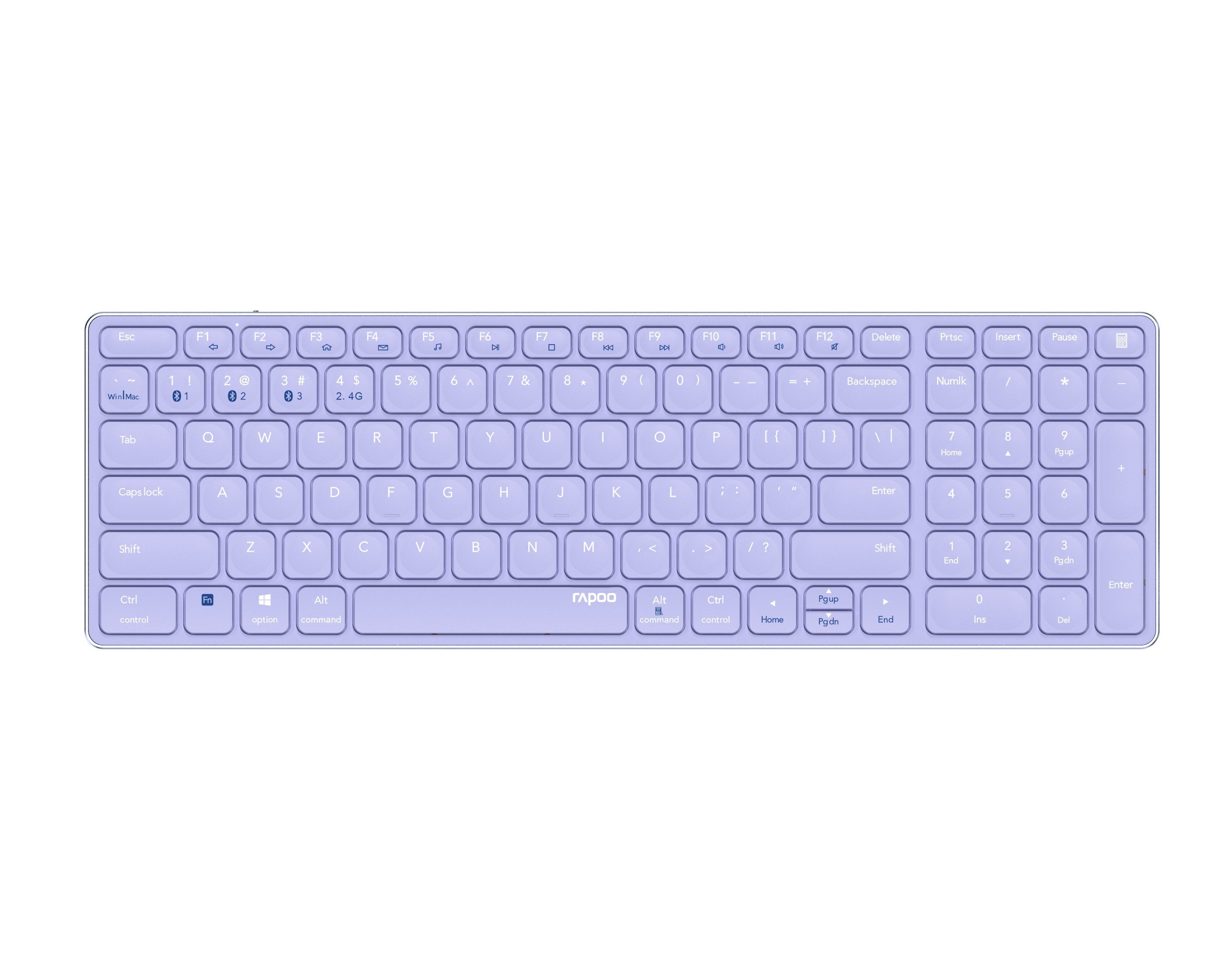 Teclado Rapoo Wireless Y Bluetooth E9700m Portugues 2.4ghz Bt 3.0 5.0 Diseã±O Ultrafino Bateria Purple Base Aluminio Multi Mod