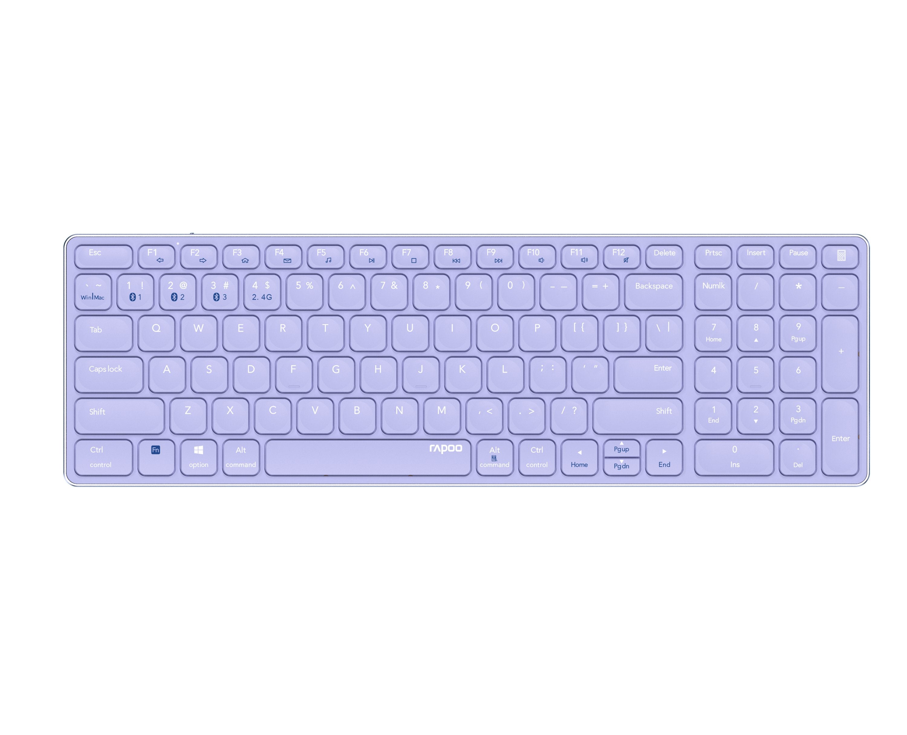 EAN 6940056121622 - Rapoo E9700M teclado Oficina RF Wireless + Bluetooth QWERTY Inglés internacional Púrpura imagen 1
