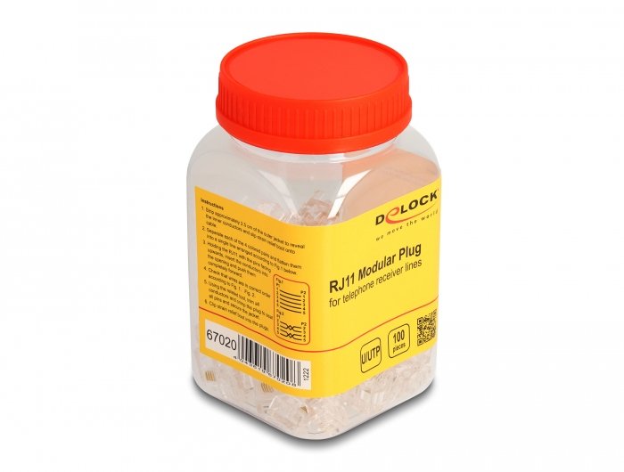 Delock 67020 Conector Modular Rj11 100 Unidades