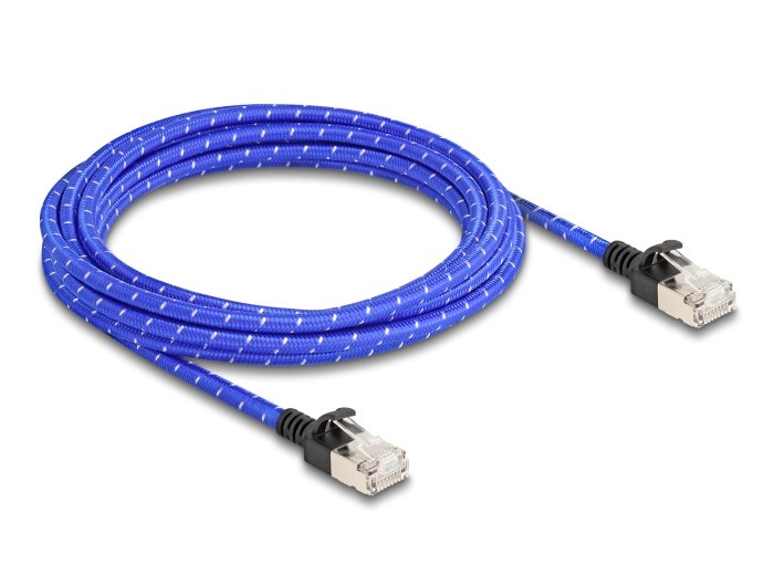 Delock 80379 Rj45 Cable De Red Trenzado Cat.6a U/Ftp Slim 3 M Azul