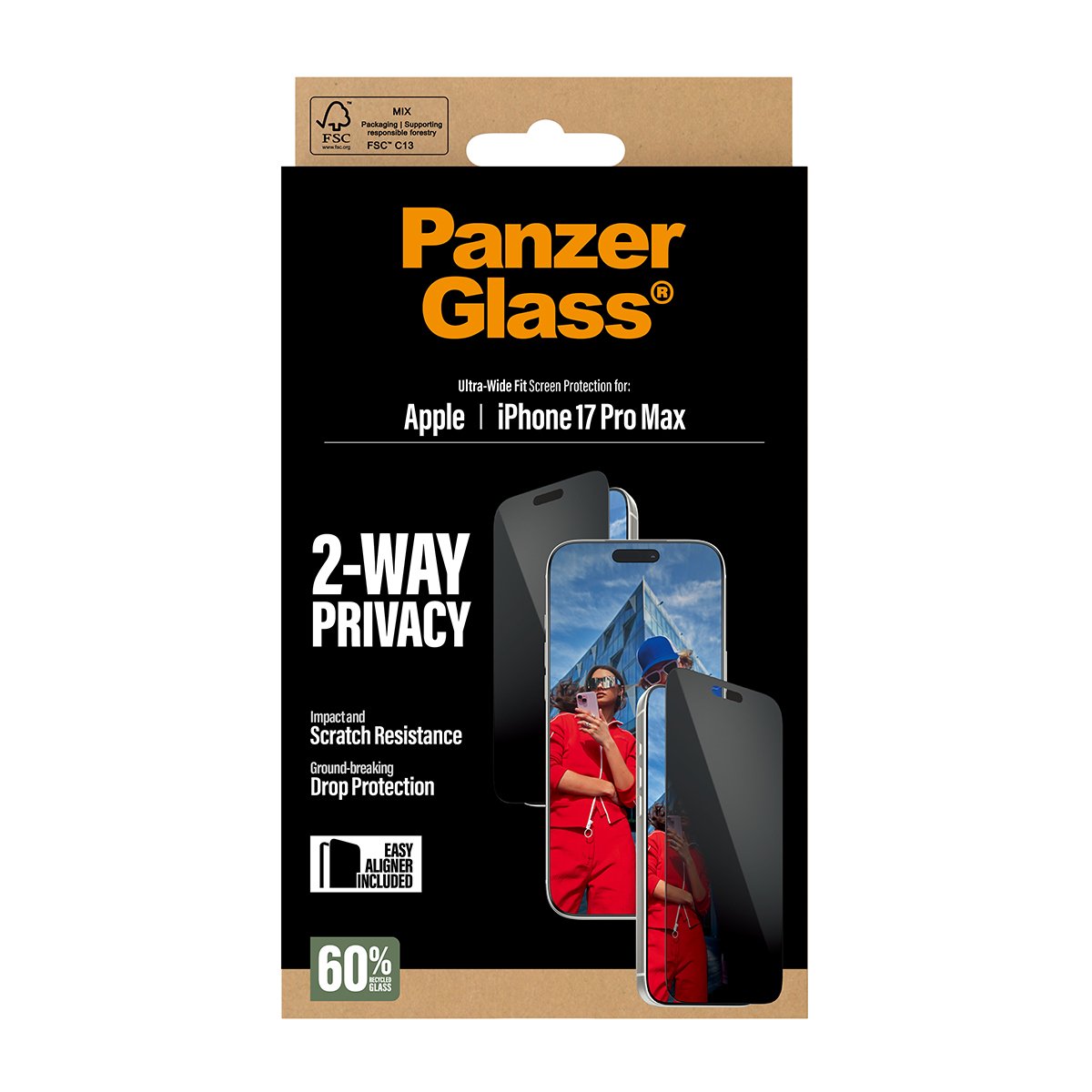 EAN 5715685025747 - PanzerGlass ® 2-Way Privacy Screen Protector iPhone 17 Pro Max | Ultra-Wide Fit w. EasyAligner Protector imagen 3