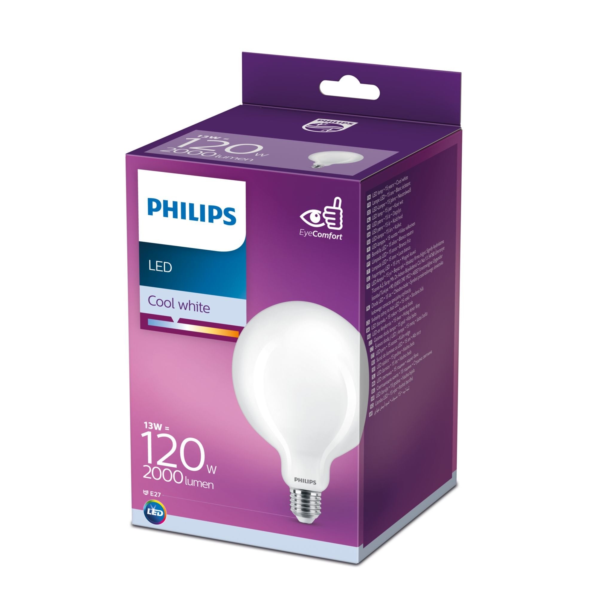 Bombilla Globo Led E27 13w 2000lm 4000k Luz Dia Ø12,4x17,7cm Philips