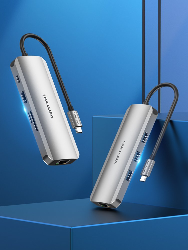 Docking Usb Tipo-C Vention Tokhb 1xhdmi 3xusb 1xusb Tipo-C Pd 1xrj45 1xlector Tarjetas Sd Y Microsd Gris