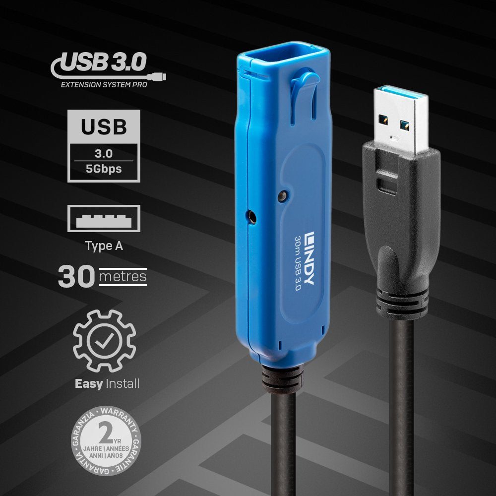 EAN 4002888433624 - Lindy 43362 cable USB USB 3.2 Gen 1 (3.1 Gen 1) 30 m USB A Negro, Azul imagen 2