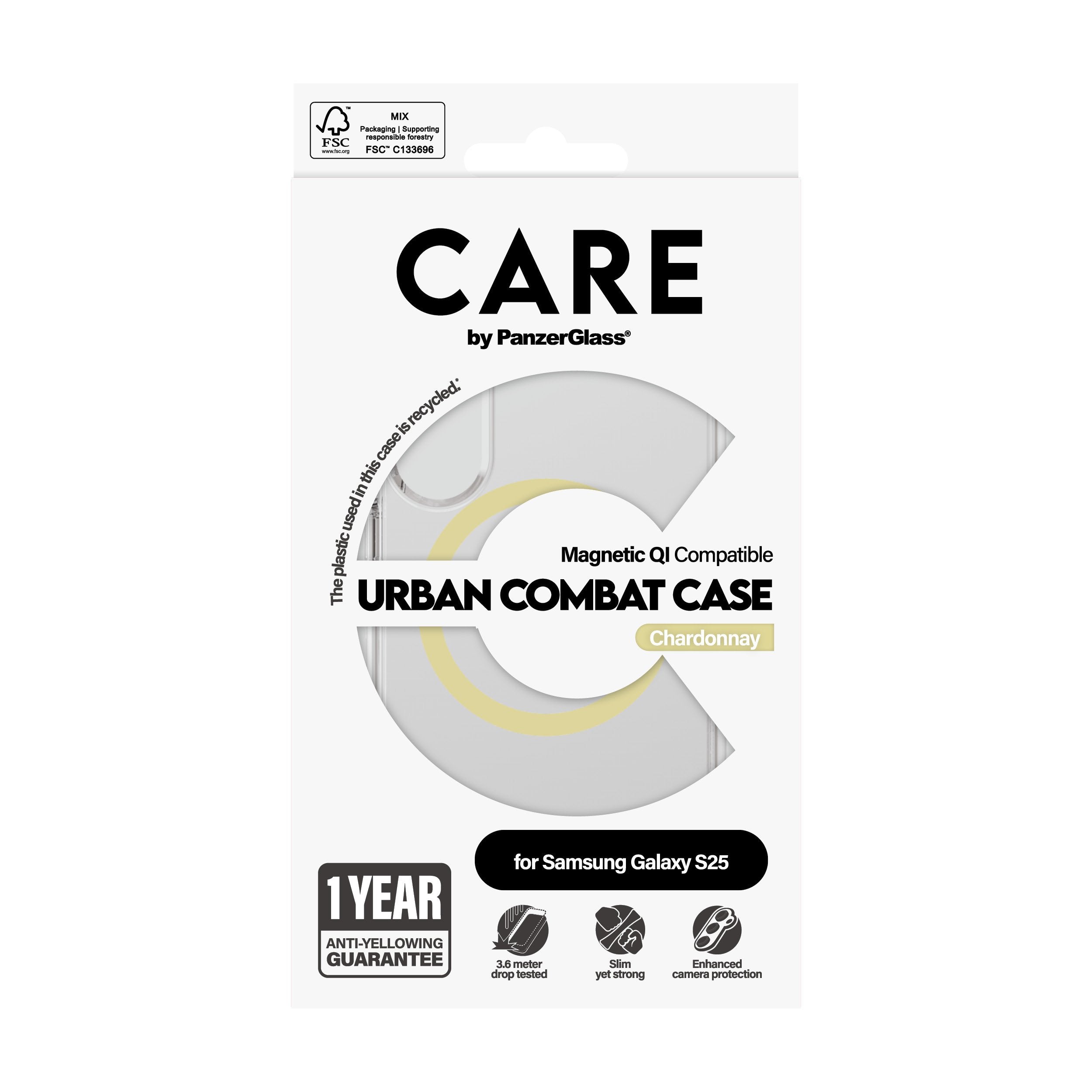 EAN 5715685016950 - PanzerGlass CARE™ by ® Urban Combat Case Transparent w. Chardonnay Qi Compatible Samsung Galaxy S25 funda imagen 3