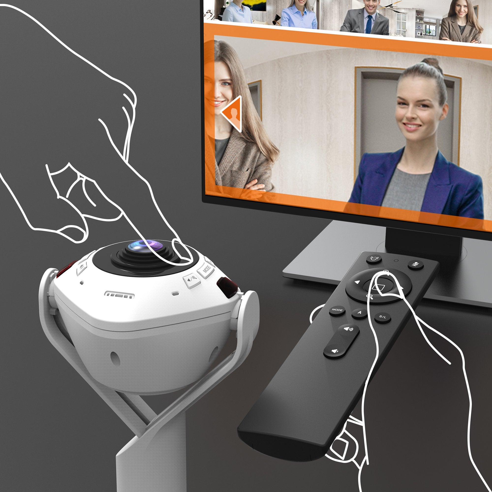 Cámara Web J5create Jvu368 De 360° Alimentada Por Ia Con Altavoz
