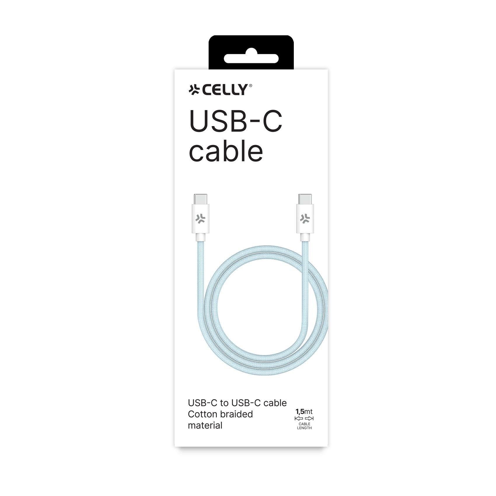 EAN 8021735207726 - Celly USBCUSBCCOTTLB cable USB 1,5 m USB C Azul, Blanco imagen 3