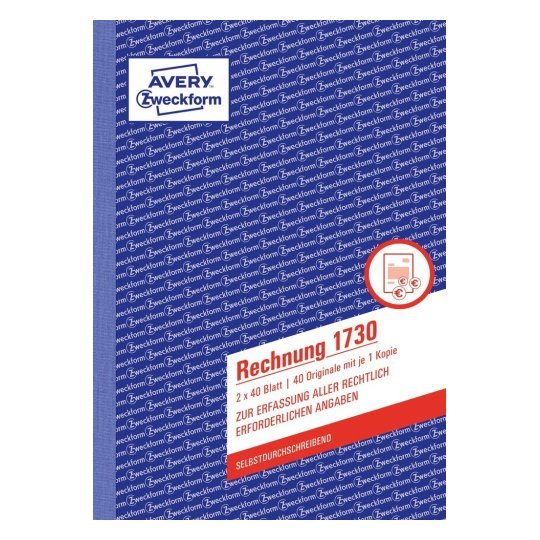 Avery Zweckform Rechnungsformular - 40 Hoja - A5 (148 X 210 Mm)