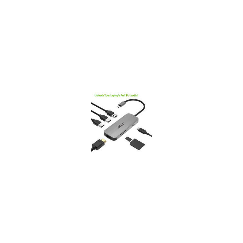 Acer Dockingstation 1 Tipo C: 3 X Usb3.0, 1 X Hdmi, 1 X Pd Tipo-C, 1 X Lector De Tarjetas Sd, 1 X Lector De Tarjetas Tf