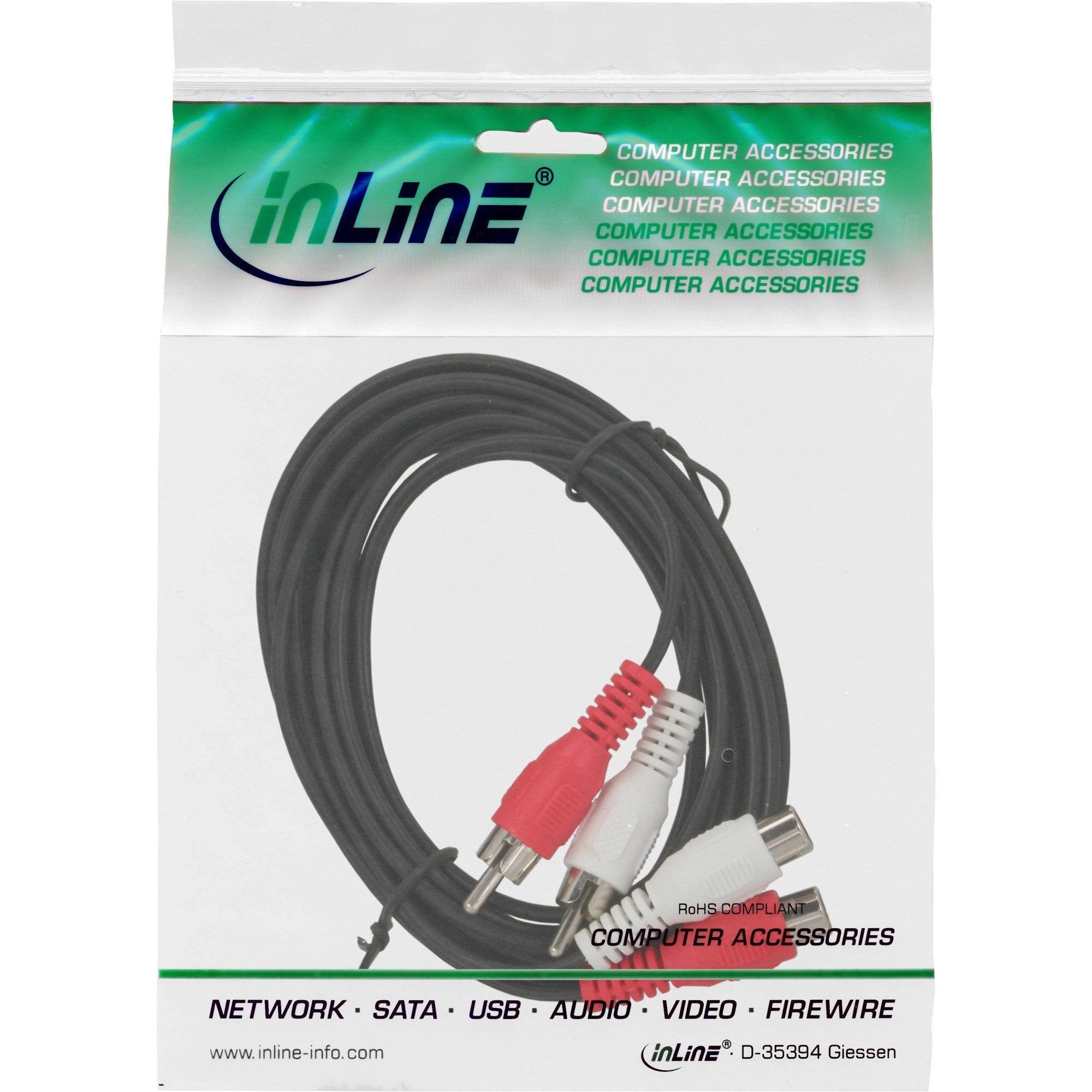 Cable De Audio Inline 2x Rca Macho A Hembra De 2,5 M