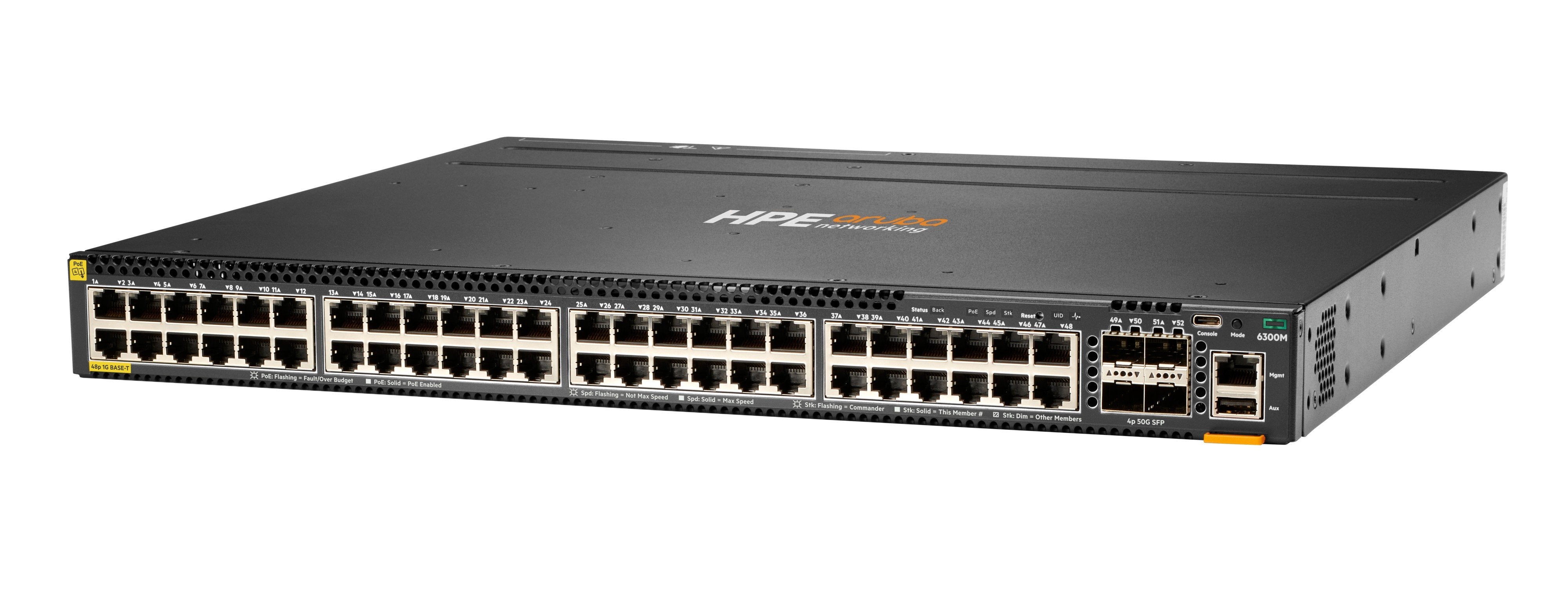 EAN 0190017339443 - HPE Aruba Networking CX 6300M 48-port 1GbE Class 4 PoE and 4-port SFP56 Switch imagen 2
