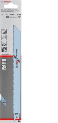 Hoja De Sierra De Sable Bosch Professional S 1122 Bf Flexible Para Metal, 2 Piezas De Longitud 225 Mm 2608656041