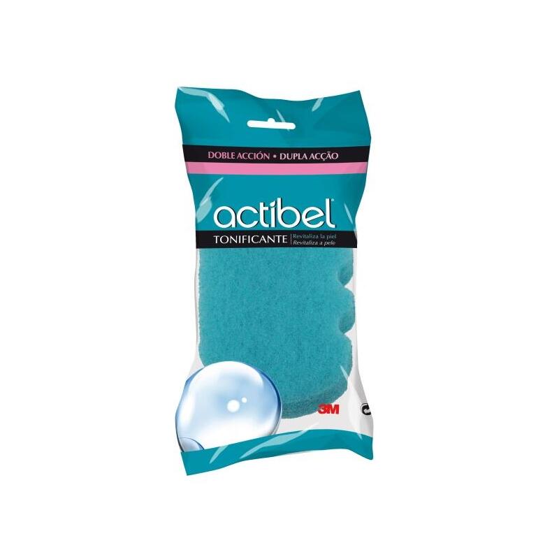 Actibel Tonic Esponja Corporal De Doble Accion - 1 Lado Suave - 1 Lado Exfoliante - Ergonomica - Azul