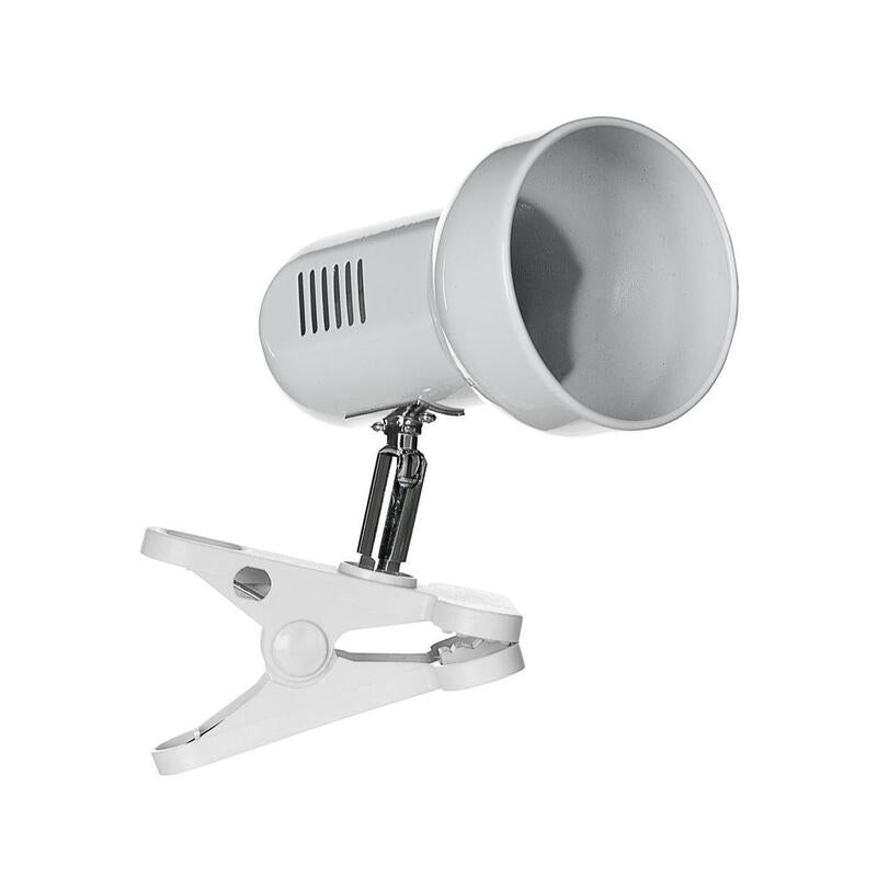 Activejet Lámpara De Sobremesa Con Pinza, Blanca, Metal, Rosca E27