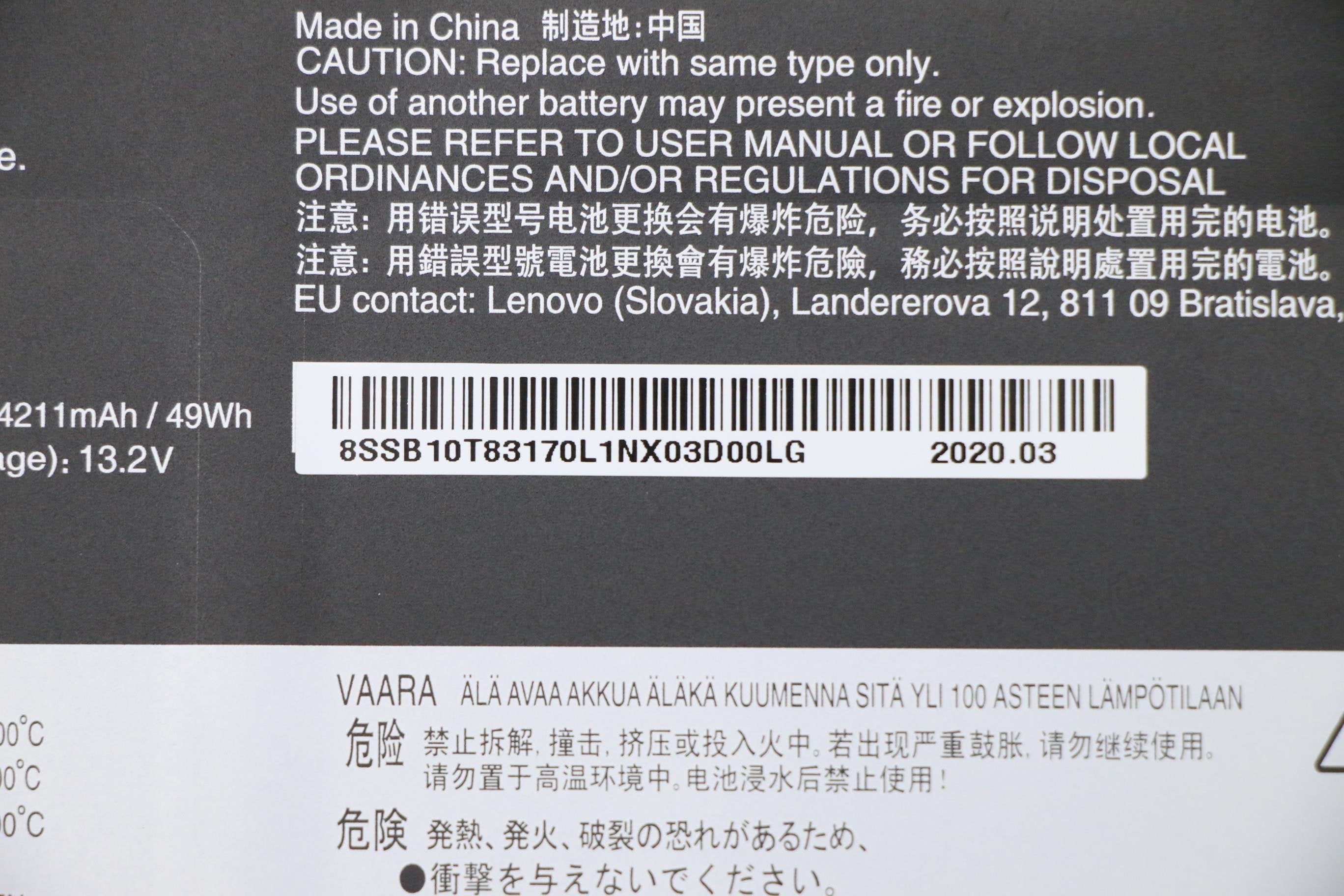 Internal, 3c, 50wh, Liion, Lgc - 5b10w13927, Battery, Lenovo - Warranty: 3m