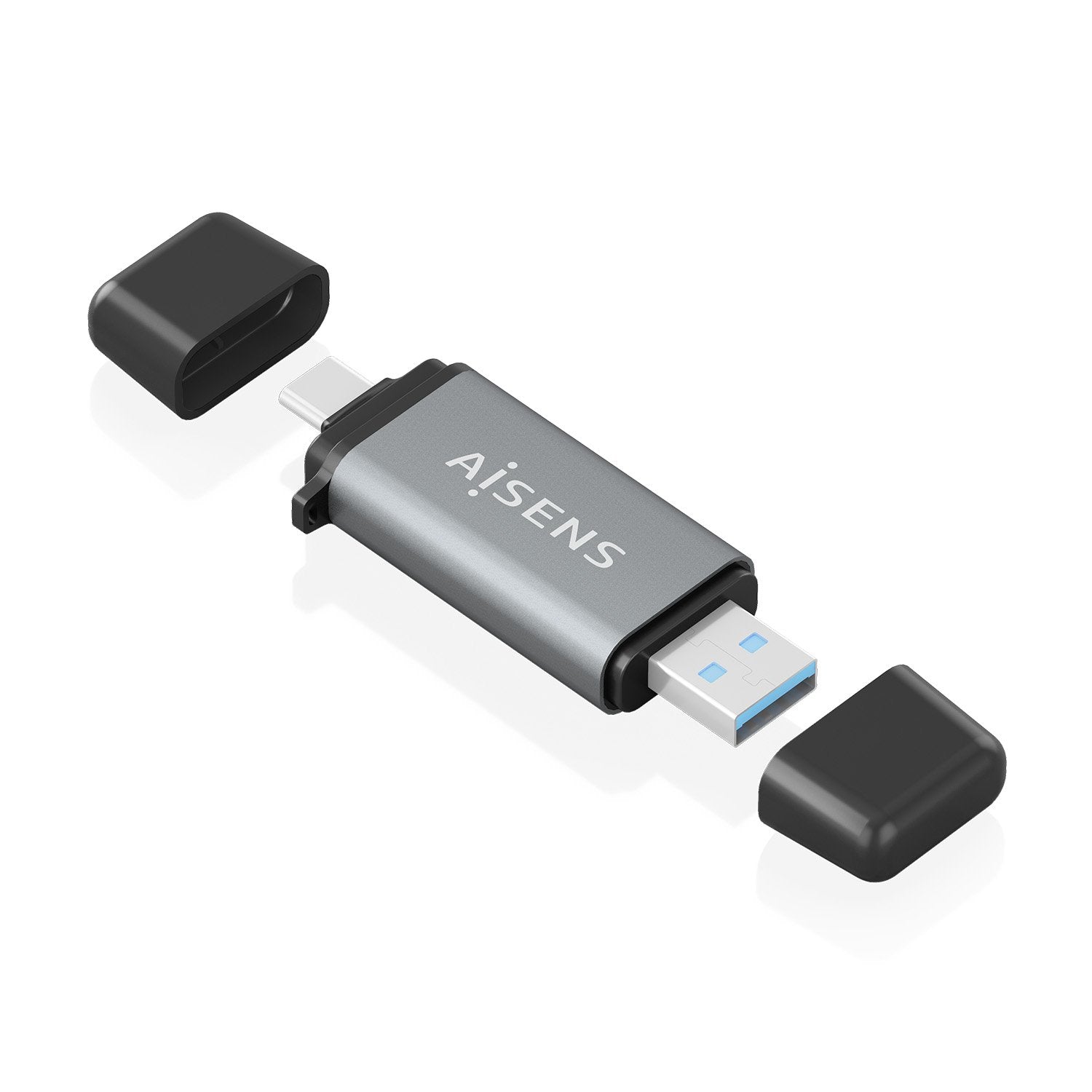 Aisens Lector De Tarjetas Sd, Micro Sd, Mmc, Rs-Mmc, Mmc Micro, Usb-A Y Usb-C, Gris