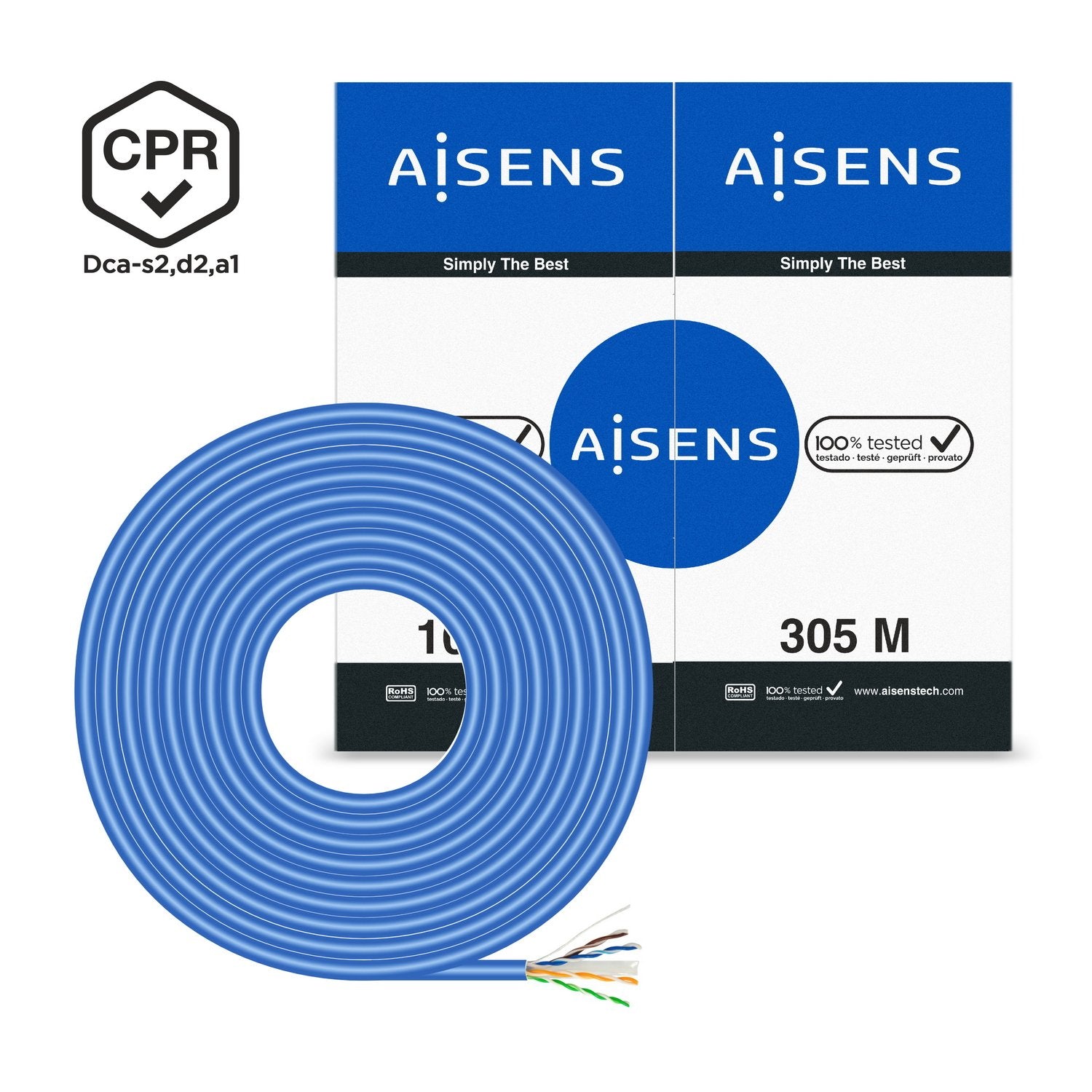 Aisens Bobina Cable Rj45 Lszh Cpr Dca Cat.6 Utp Awg24 - 305m - Cable Azul