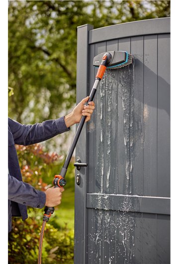 Gardena Cepillo Con Mango Cleansystem Suave, Cepillo Para Lavar Gris/Turquesa, Banda De Plástico Suave En Todo El Perímetro 18810-20