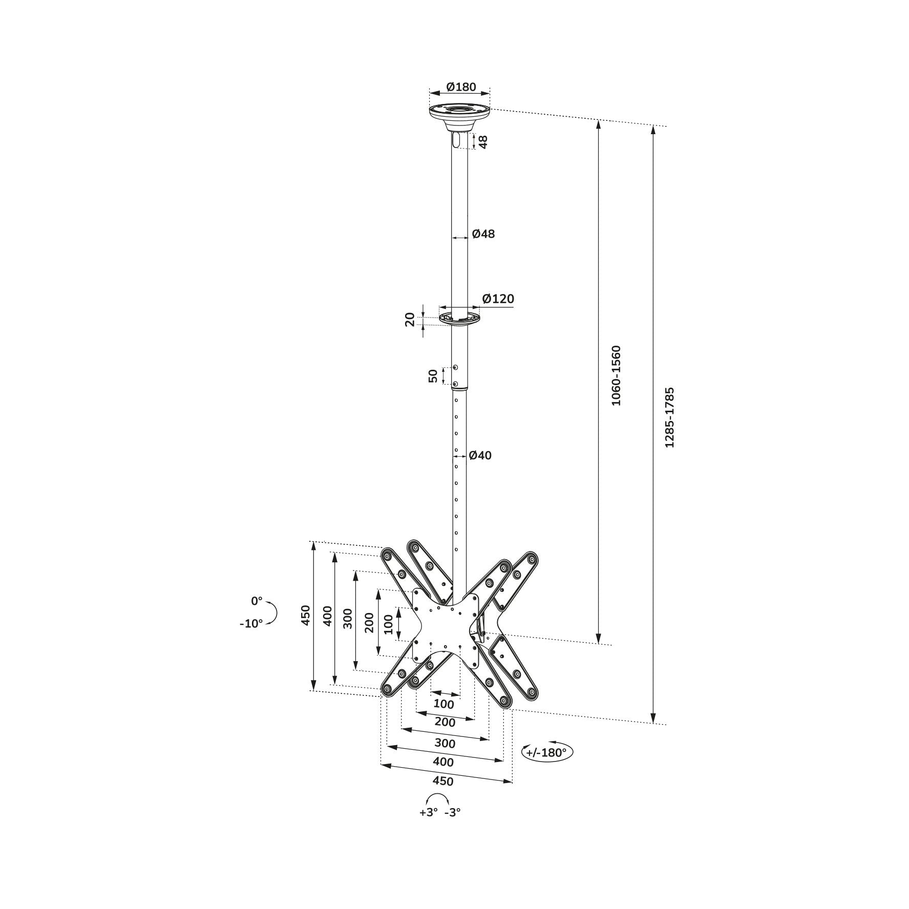 Soporte 32"-75" 2tft Negro Max.50kg Neomounts