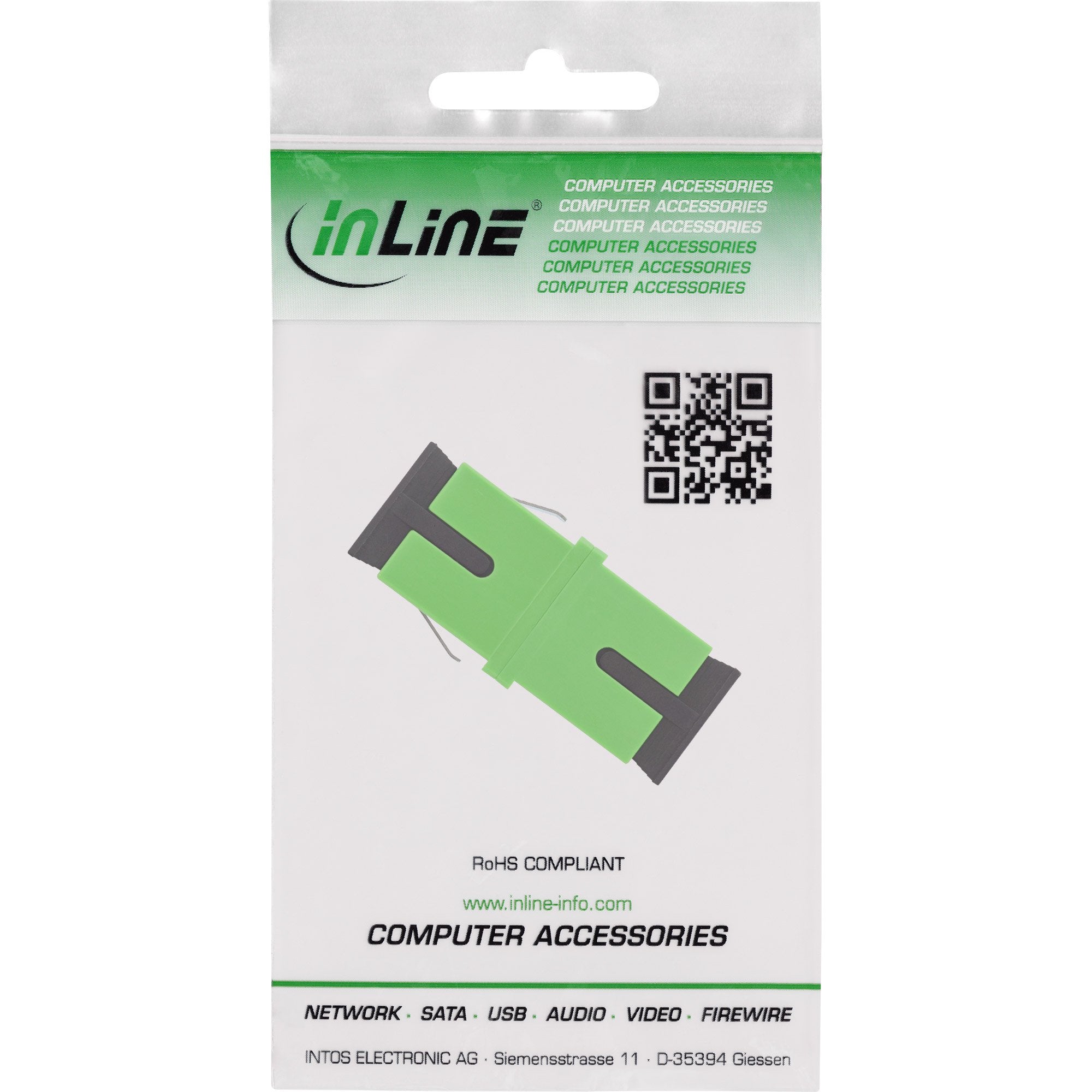 Inline® Fibre Optic Adapter, Simplex Sc/Sc, Sm, Ceramic, Internal Shutter, Green