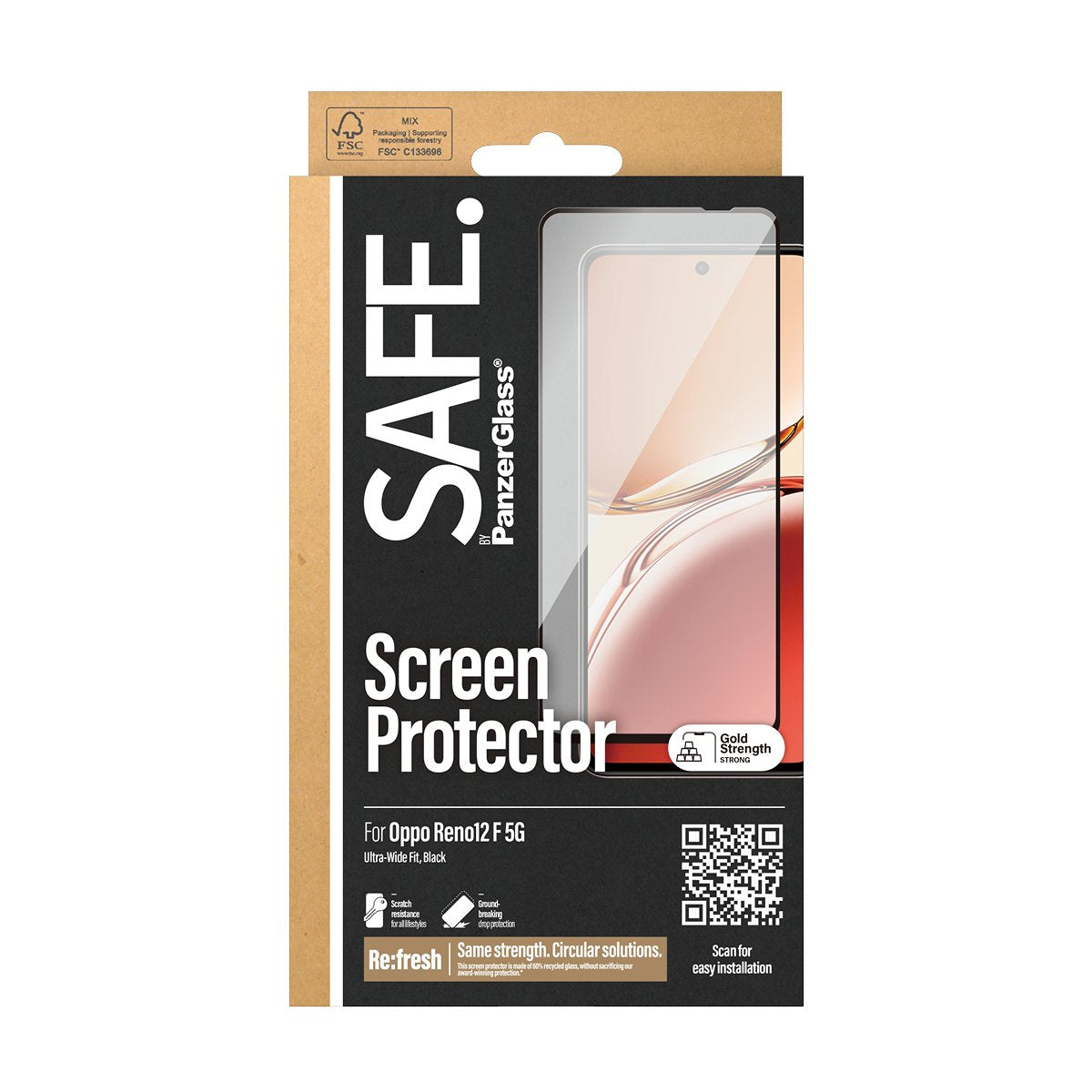 EAN 5715685014277 - PanzerGlass SAFE. by ® Screen Protector w. Black Frame Oppo Reno12 F 5G | Ultra-Wide Fit Protector de pan imagen 3