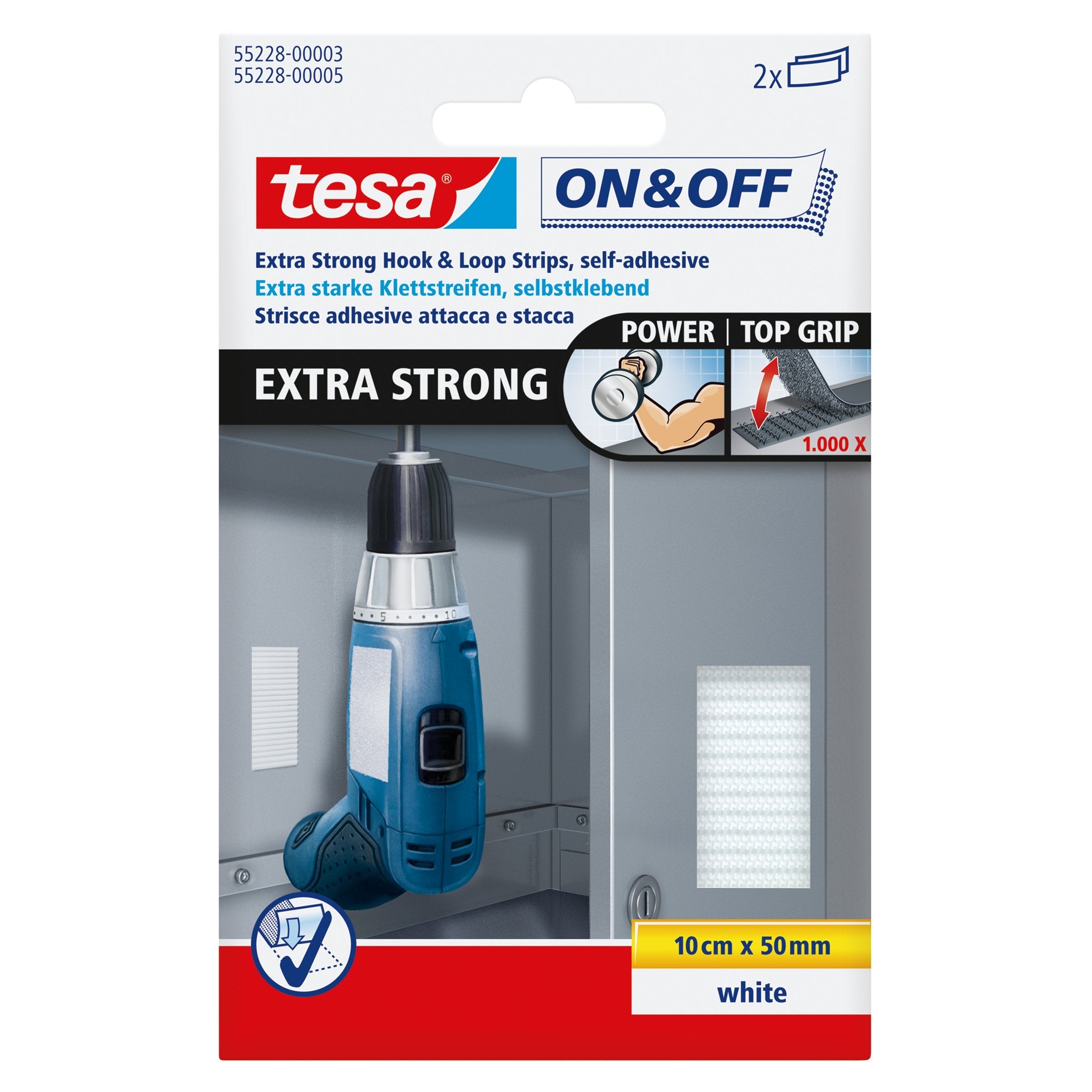 Tiras De Velcro Tesa On&Off Extra Mrong Blancas 2 Piezas. 10 50