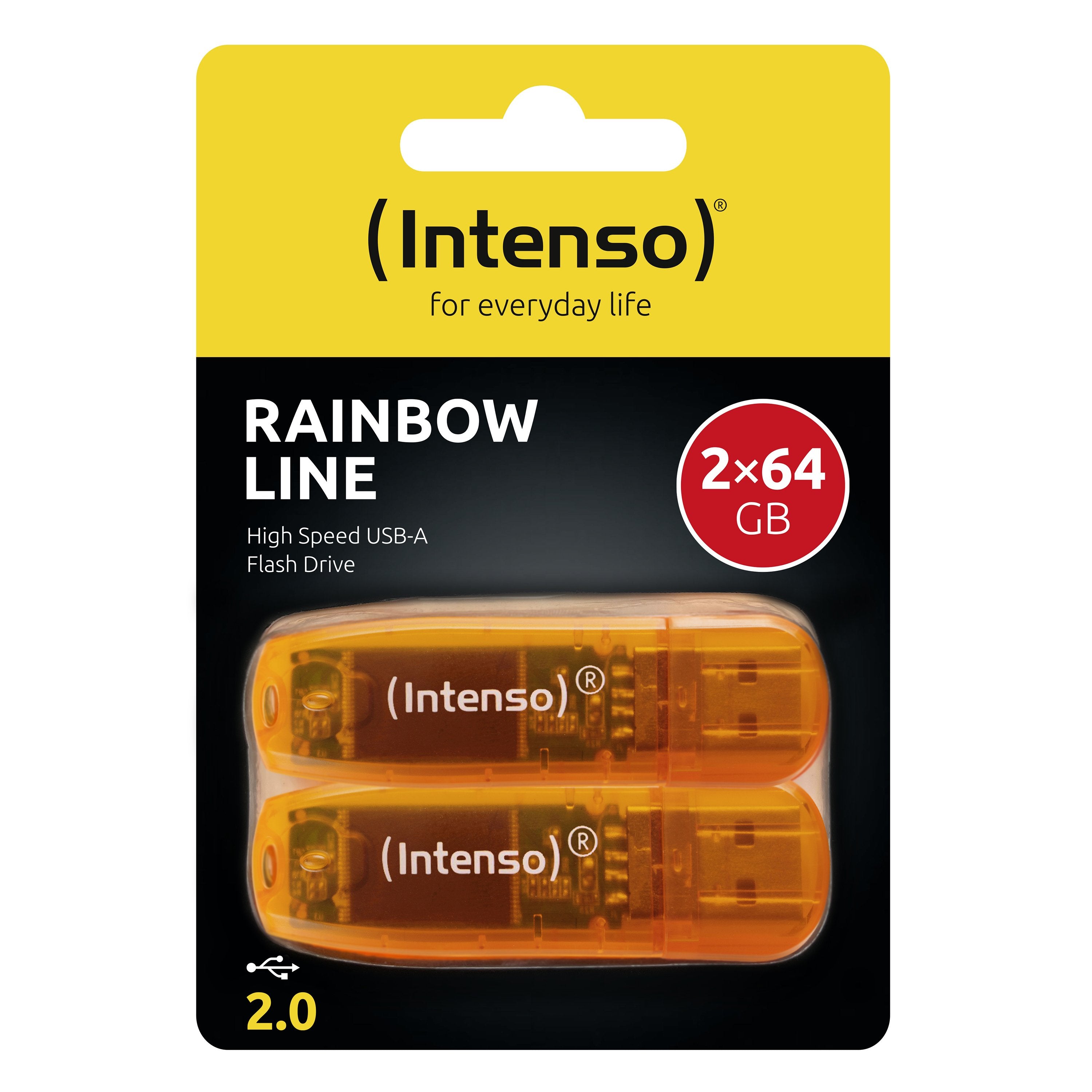 EAN 4034303031436 - Intenso Rainbow Line 64GB Orange 2er unidad flash USB USB tipo A 2.0 Naranja imagen 2
