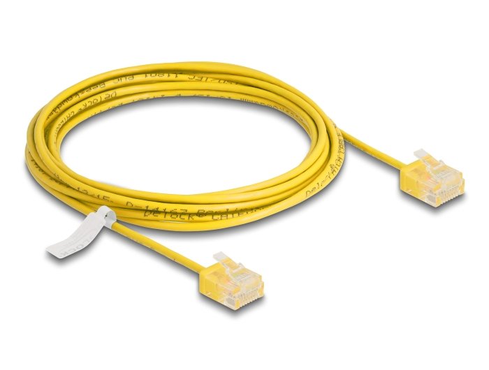 Delock Rj45 Cable De Red Cat.6 Utp Ultra Slim 3 M Amarillo Con Kurzen Machon