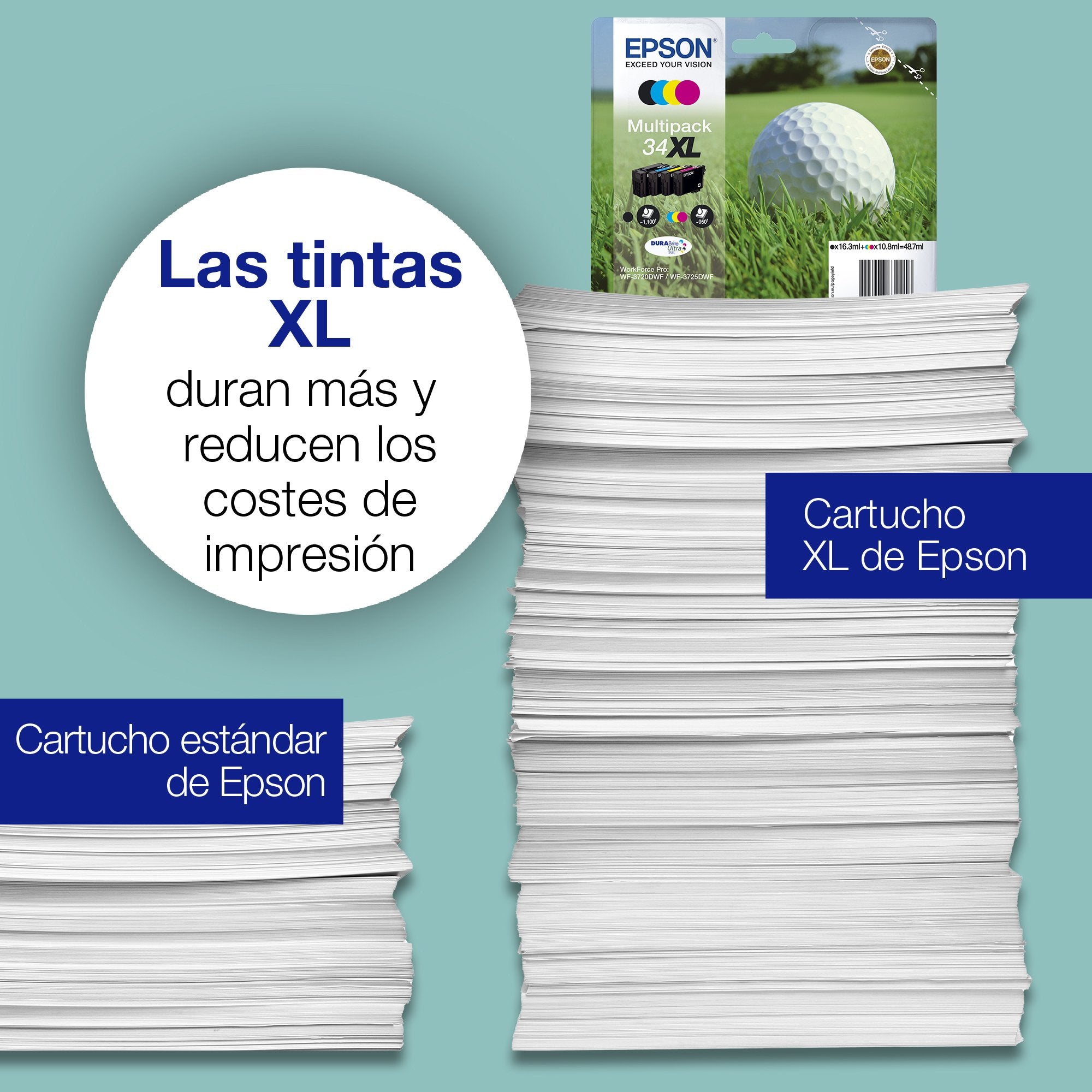 Epson Golf Ball Singlepack Black 34 Durabrite Ultra Ink Para Workforce Pro Wf-3720dwf, Wf-3725dwf