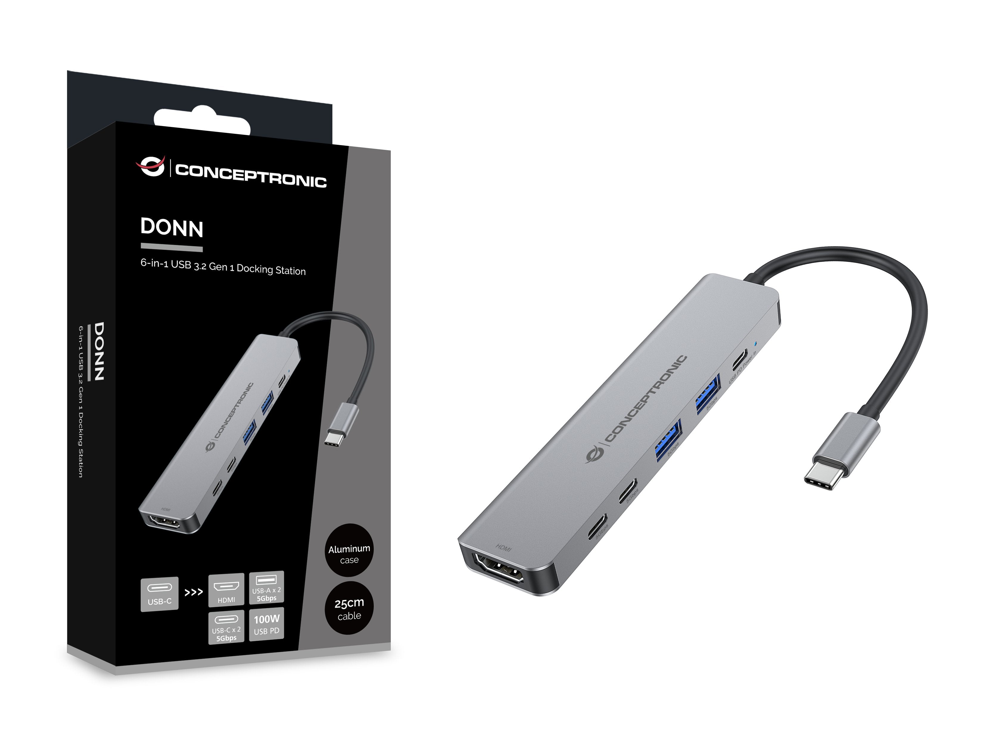 Docking Usb-C Conceptronic Donn33g 1xhdmi 1xusb-C Pd 100w 2xusb-A 3.0 2xusb-C