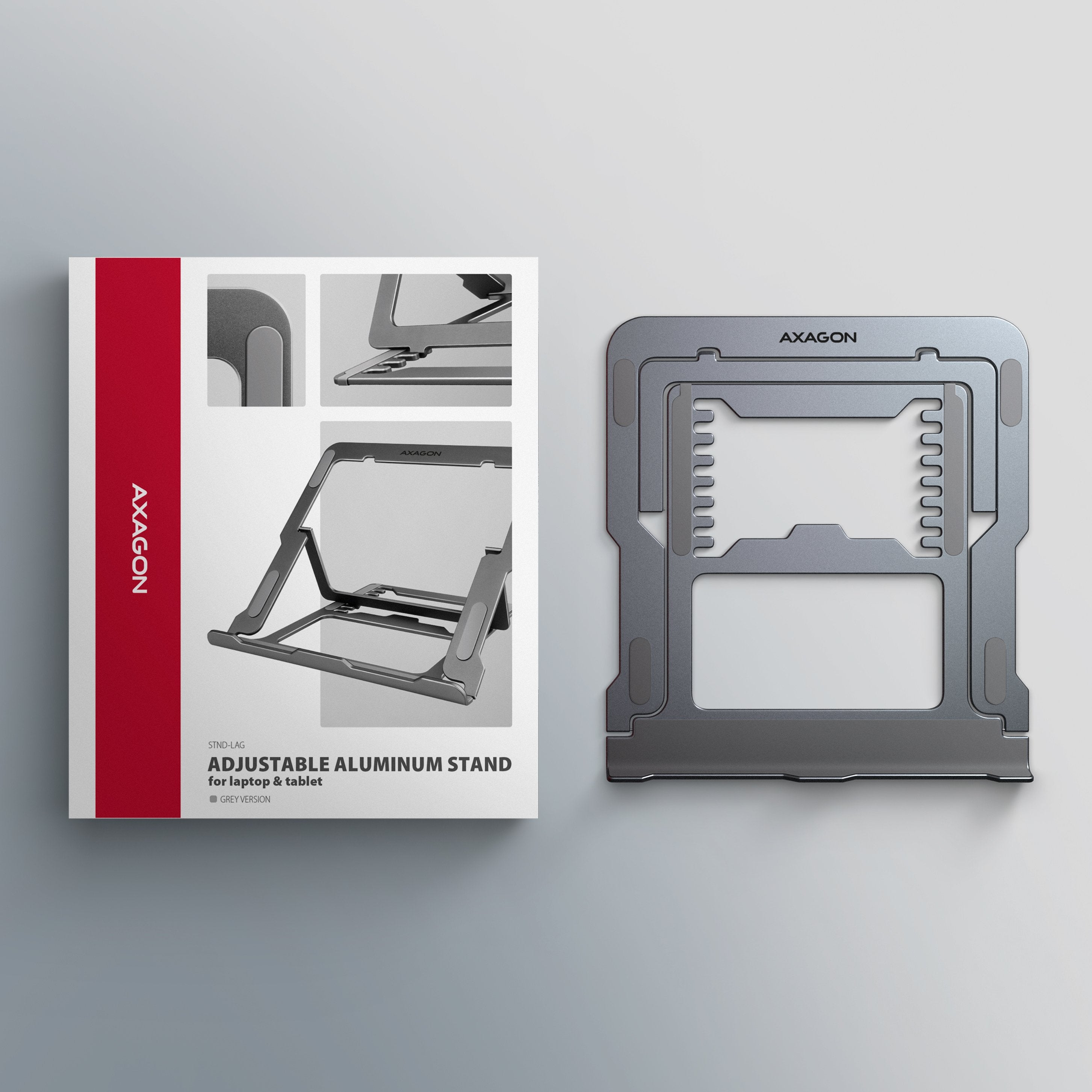 EAN 8595247909244 - Axagon STND-LAG Laptop-Ständer, höhenverstellbar, faltbar, Aluminium Soporte para ordenador portátil y ta imagen 9