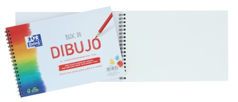 Oxford Bloc Dibujo Escolar T/ Blanda Espiral Microperforado 20h 130gr A5+ Liso Blanco