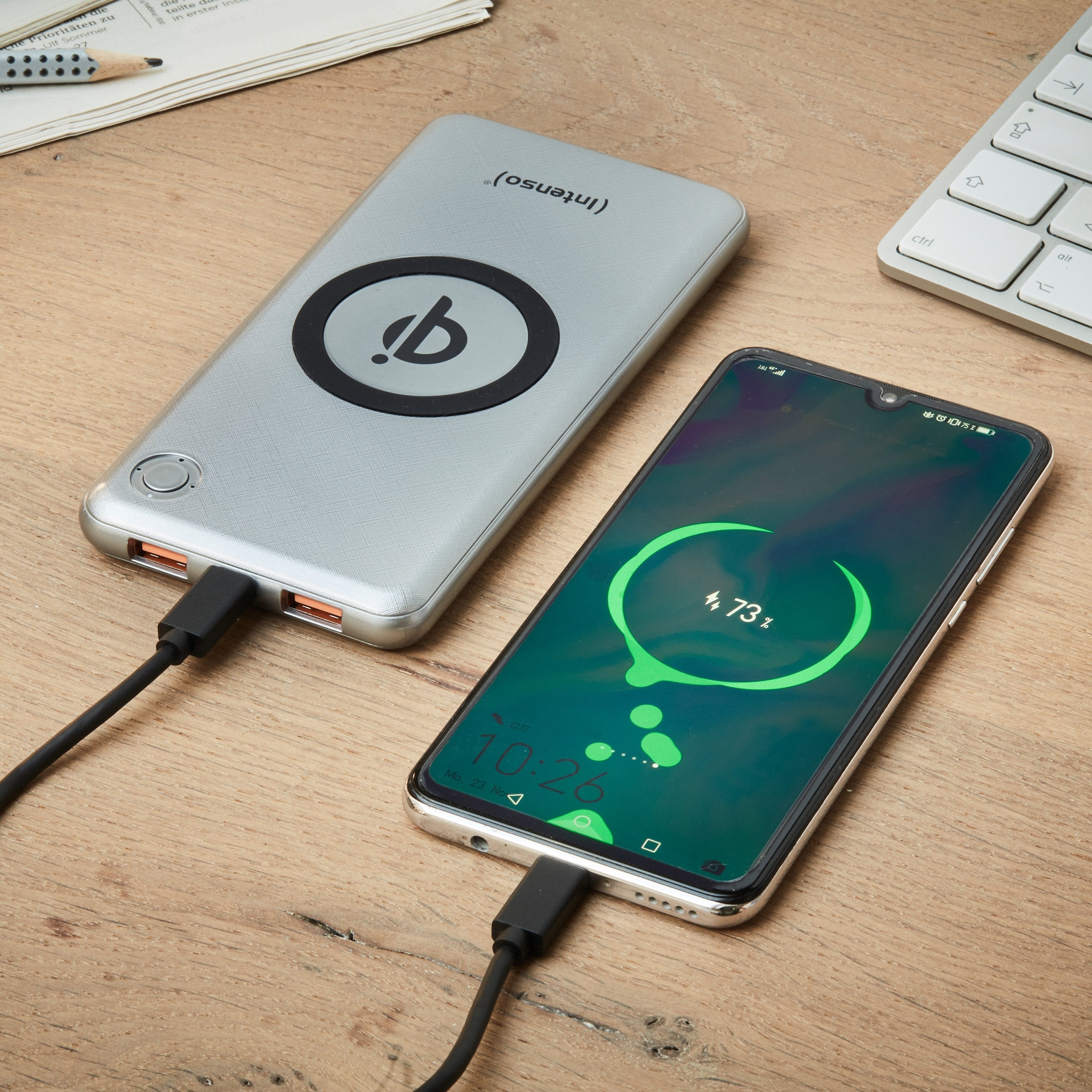Intenso Powerbank Wpd10000 Plateado Incl. Cargador Inalámbrico