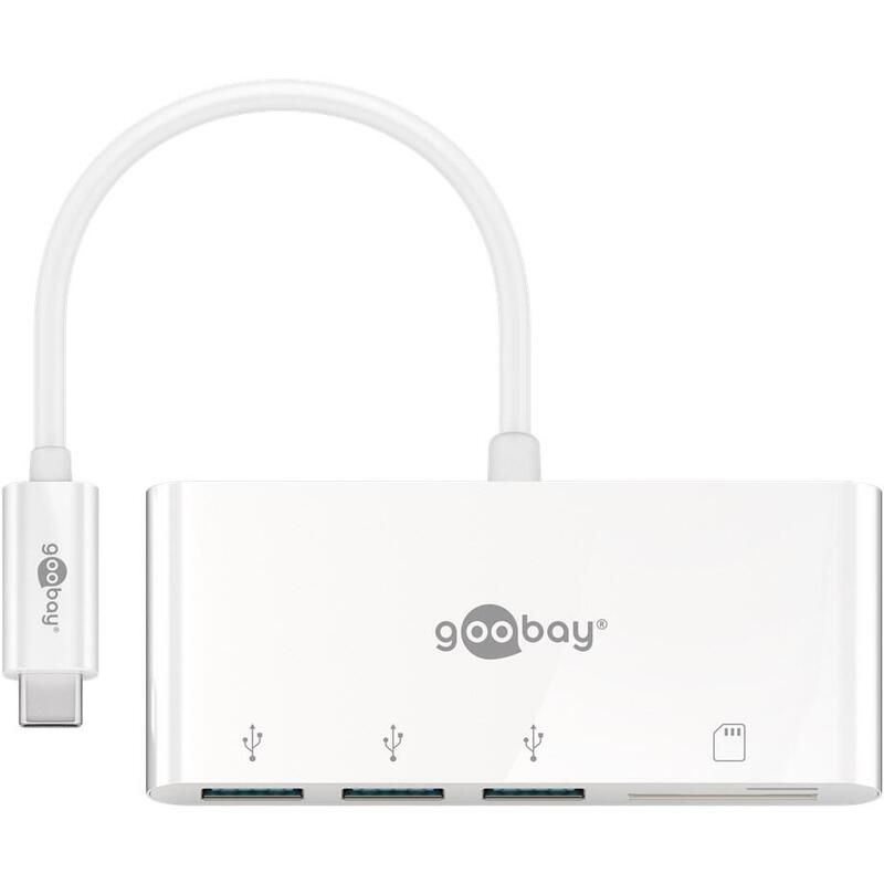 Adaptador Goobay 40759 Multipuerto Usb-C A 3x Usb-A, Lector De Tarjetas, Blanco