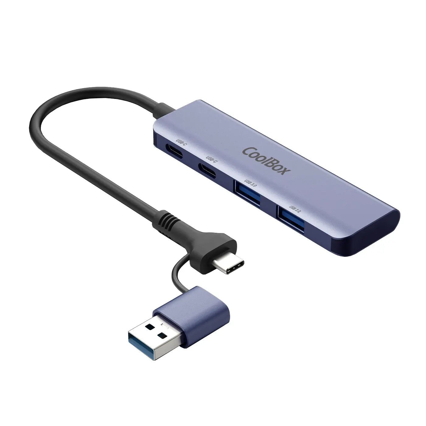 Adaptador Hub Usb-C 4 En 1 2*Usb 3.0 2*Usb-C Con Adaptador Usb 3.0