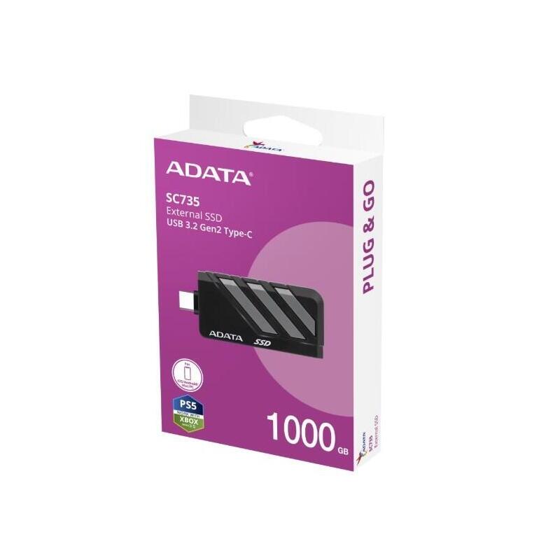 Adata Ssd Externo Sc735 1tb U3.2c 1000/1000mb/S Grey