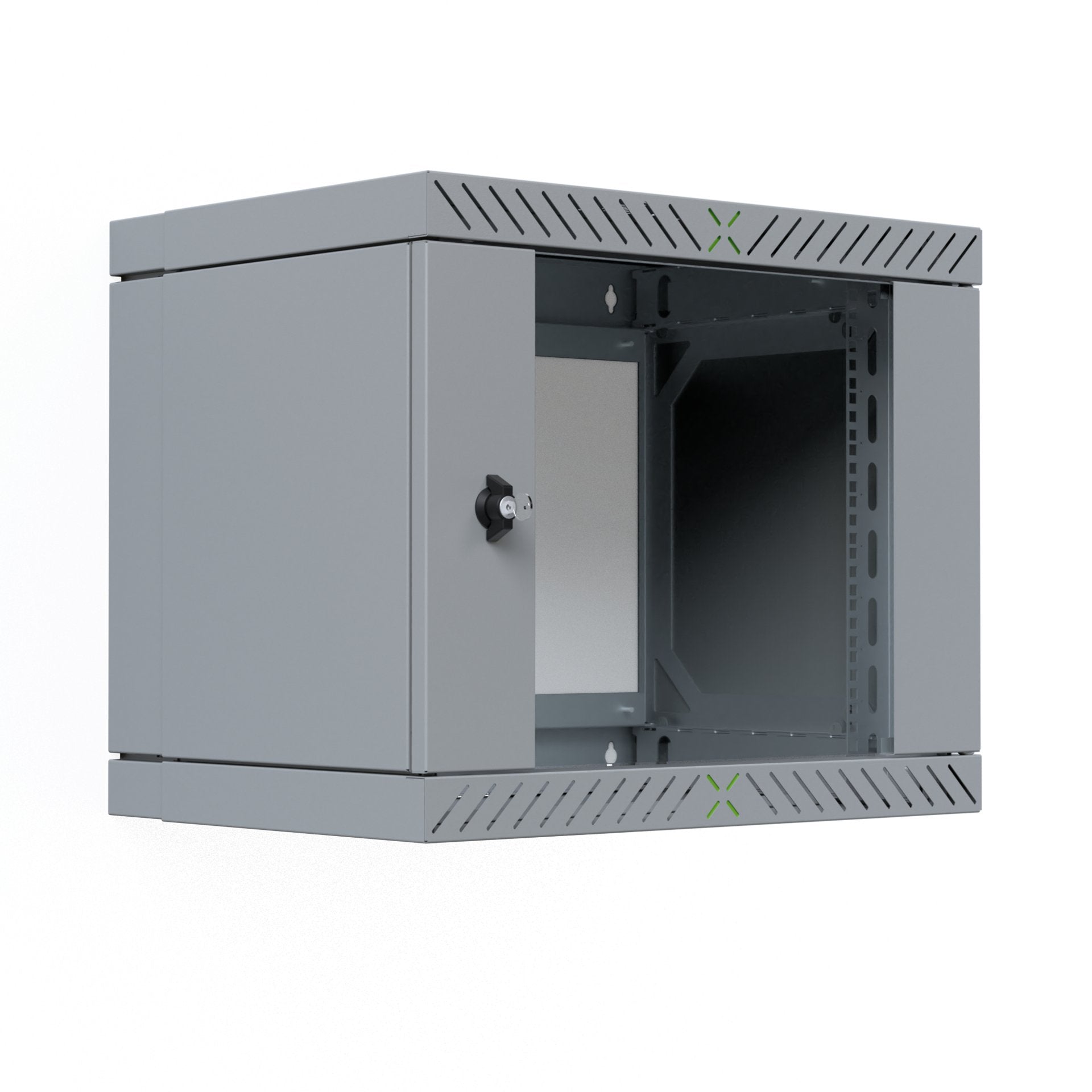 Armario De Pared X-Rack De 19" Con Puerta De Vidrio De 400-600 Mm, 9u, Color Gris.