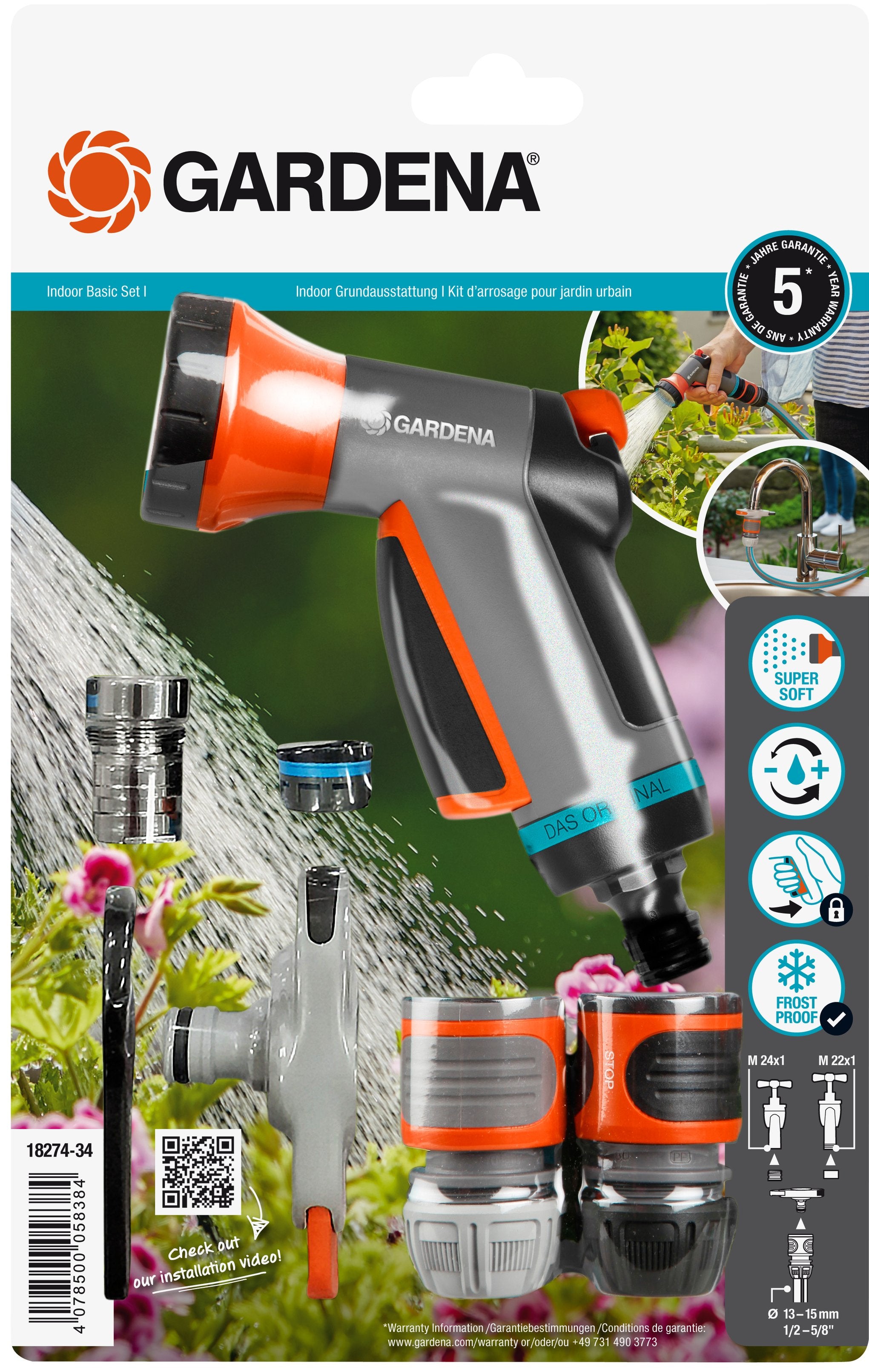 EAN 4066407021563 - Gardena 18274-20 pistola de pulverización de agua o boquilla Pistola pulverizadora de agua para jardín Ne imagen 1