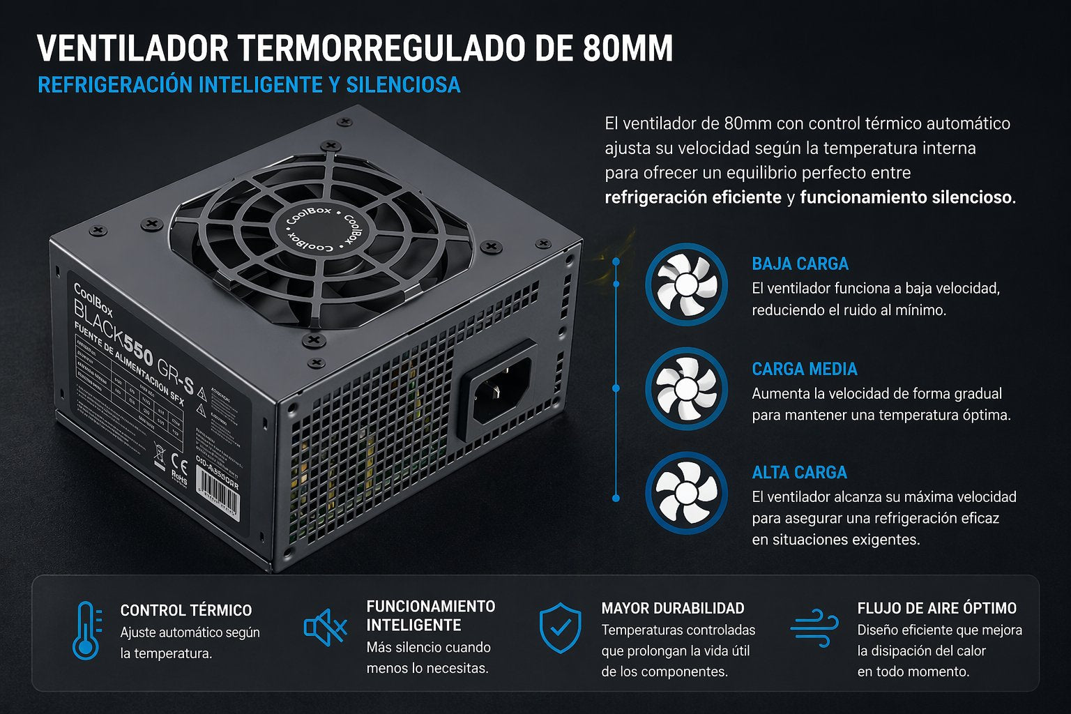 Coolbox Fuente De Alimentacion Sfx Black550 Gr-S 550w Negra