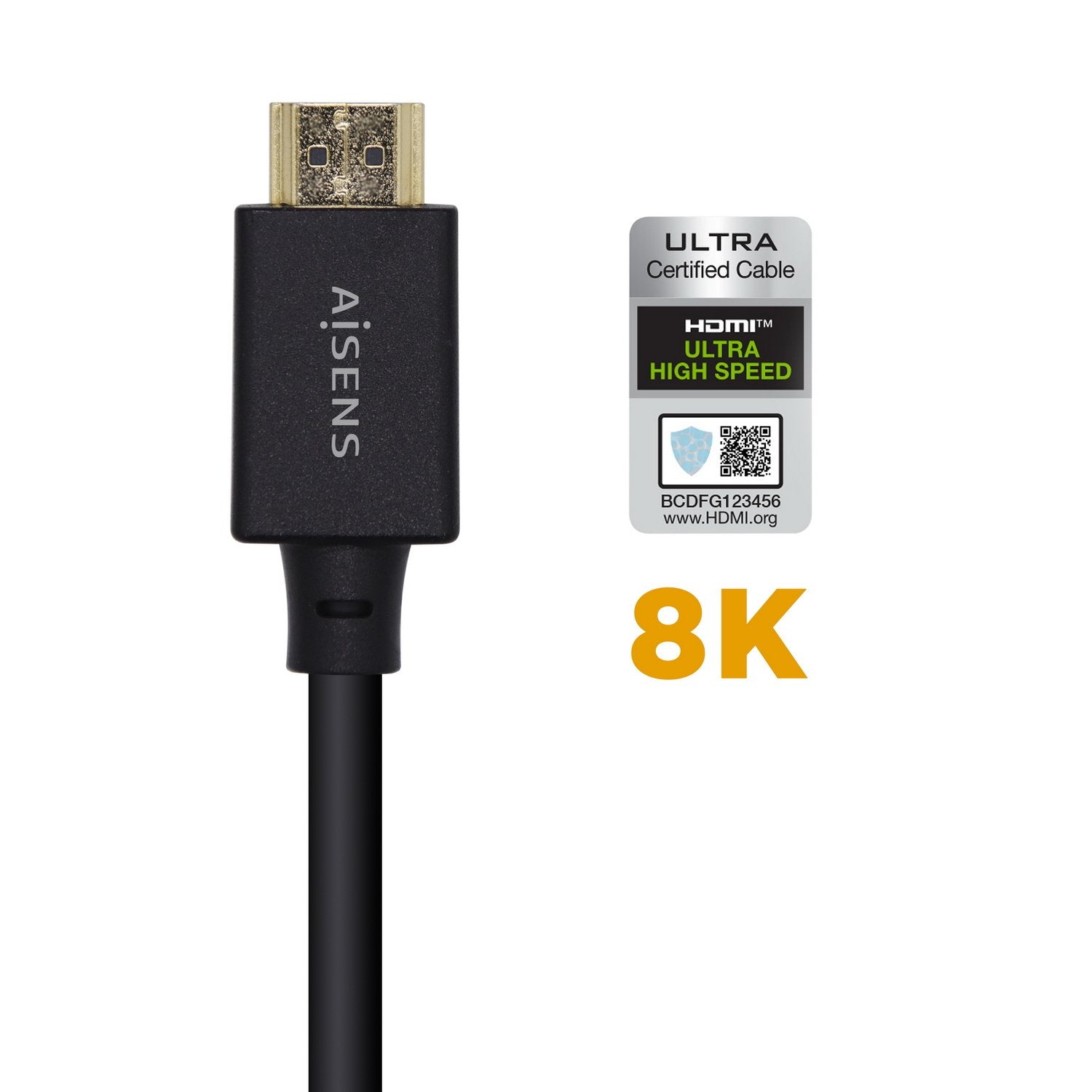 Aisens Cable Hdmi V2.1 Certificado Ultra Alta Velocidad 8k@60hz 48gbps - A/M-A/M - 0.50m - Negro