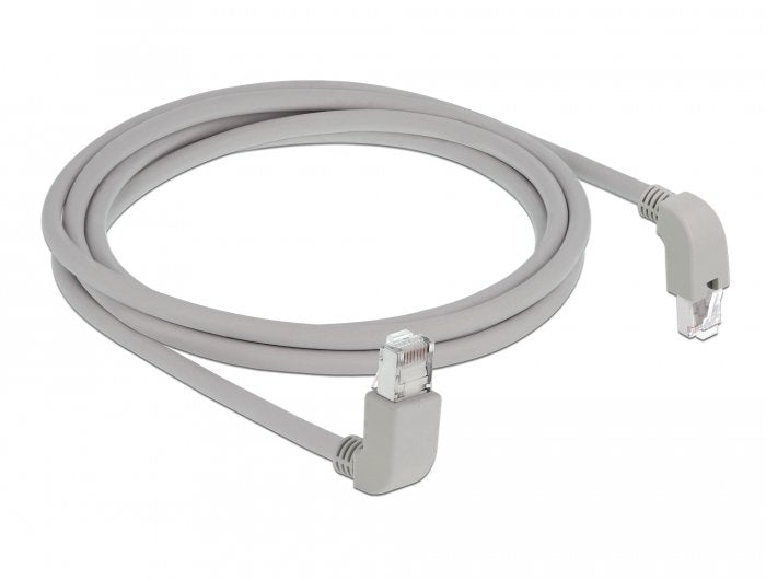 Cable De Parche De Delock Rj45 Cat.6a S/Ftp Grey, 2 Metros, Enchufes Angulados 1x Arriba, 1x Debajo 85872