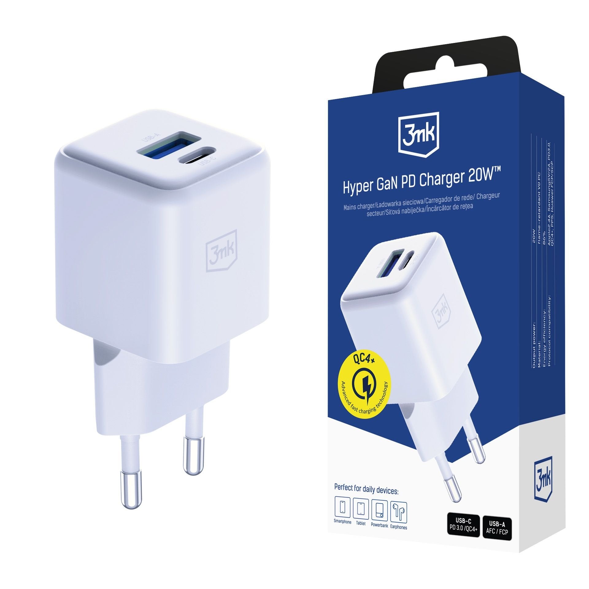 3mk Hyper Gan Charger 20w Qc4+ Biala