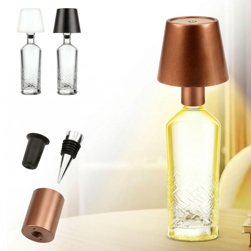 Addliving Bottle Light V2442 - Lámpara Led De Mesa Regulable Sin Cables, 3 Colores De Luz, Función Táctil, Ip44 Para Exterior E Interior, Carcasa De Metal, Funciona Con Batería