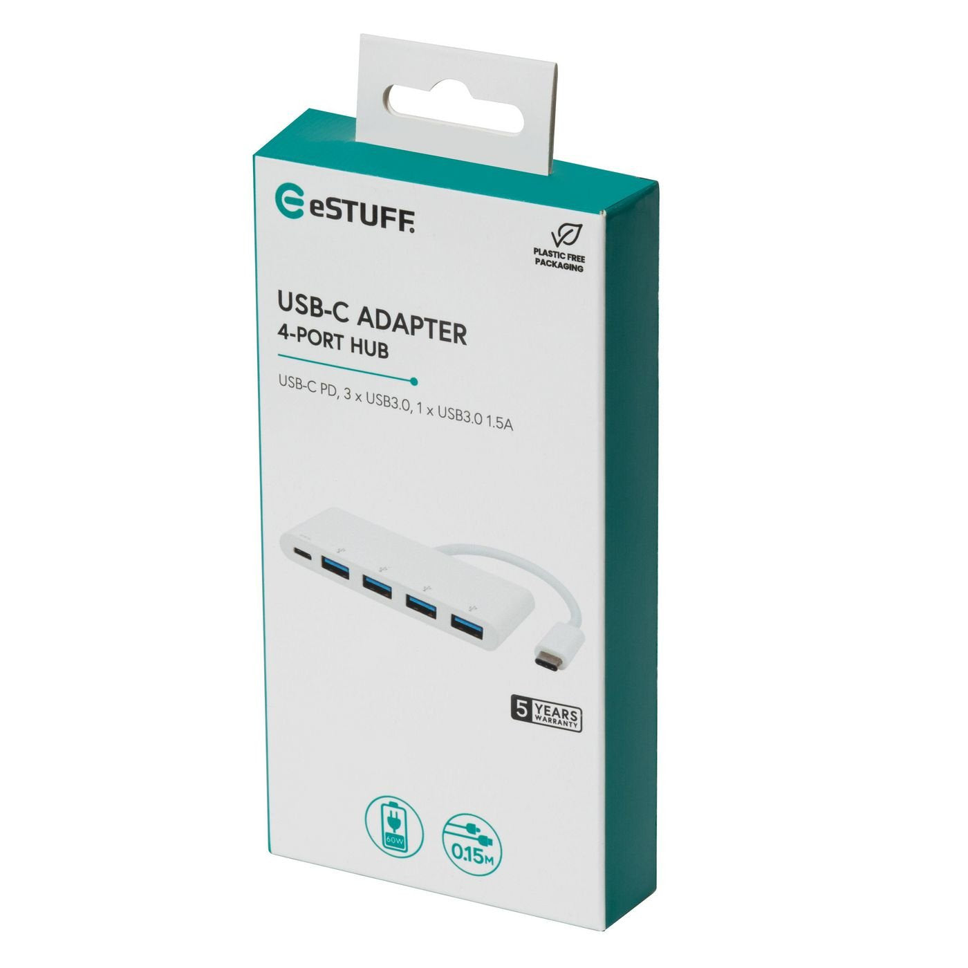 EAN 5711783475989 - eSTUFF ES623007WH hub de interfaz USB 3.2 Gen 1 (3.1 Gen 1) Type-C 5000 Mbit/s Blanco imagen 3