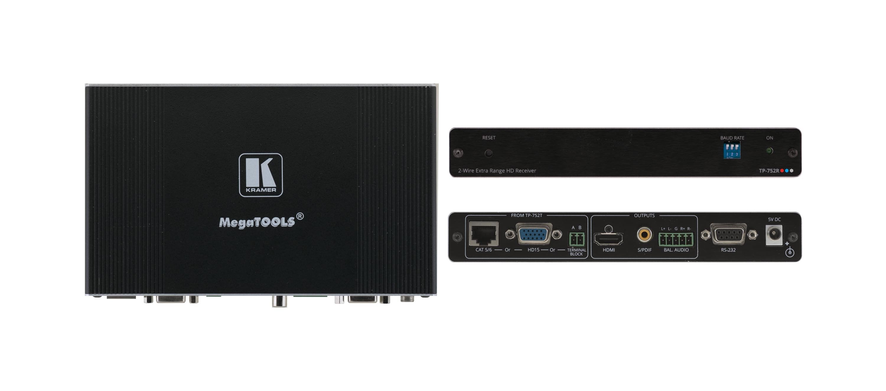 Receptor Ultra Rango De Hdmi 752r Kramer Kramer Receptor Ultra Rango De Hdmi Con Rs232 Y Salida En Lazo Para Cualquier Cable De 2 Hilos. Extiende Las Señales Hd Hasta 600m (Tp-752r)