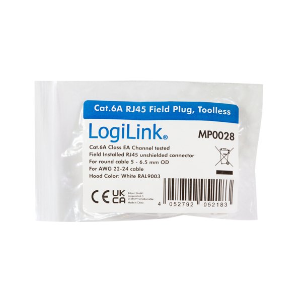 Logilink Mp0028 Conector Rj-45 Transparente, Blanco