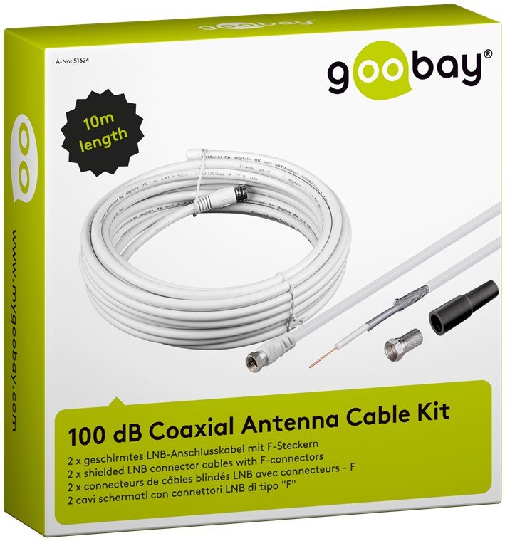 100 Db Coax Antenna Cable Kit, 30 M - 2 X Shielded Lnb Conne